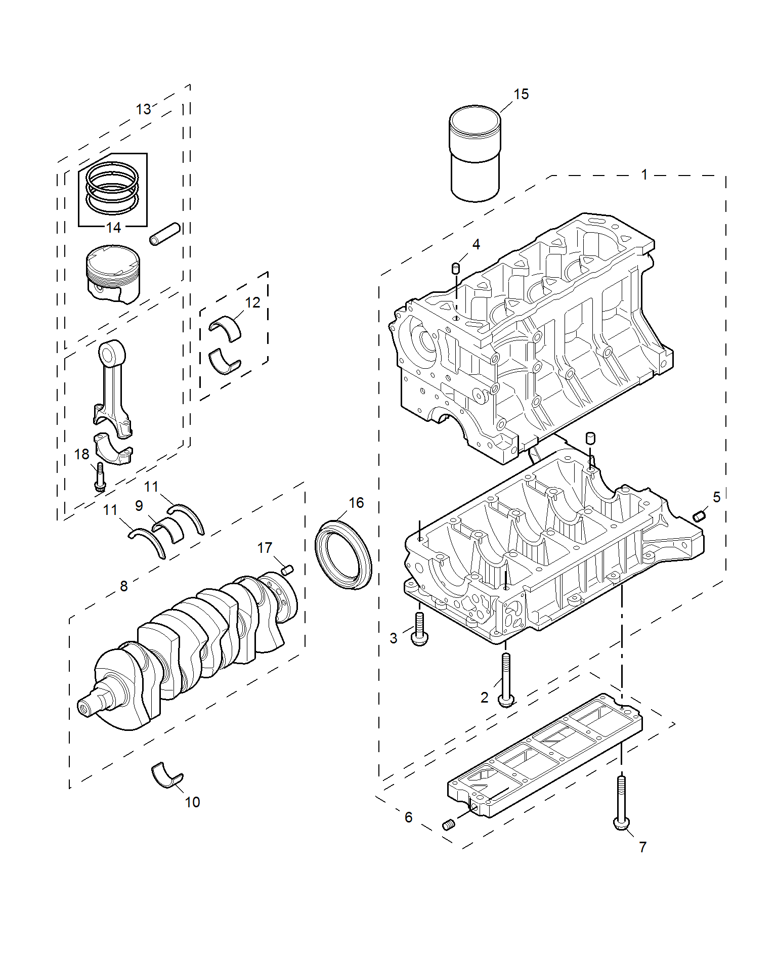 E111A013:CYLINDER BLOCK/ CRANKSHAFT/ROD/ PISTON