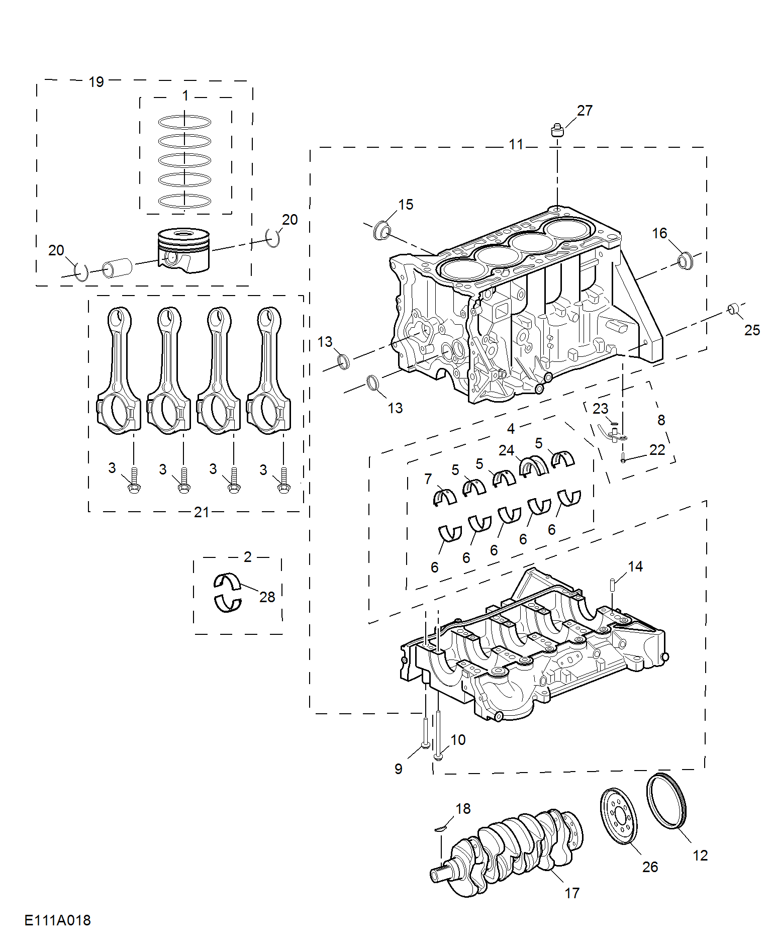 E111A018:CYLINDER BLOCK/ CRANKSHAFT/ROD/ PISTON(1.5T)