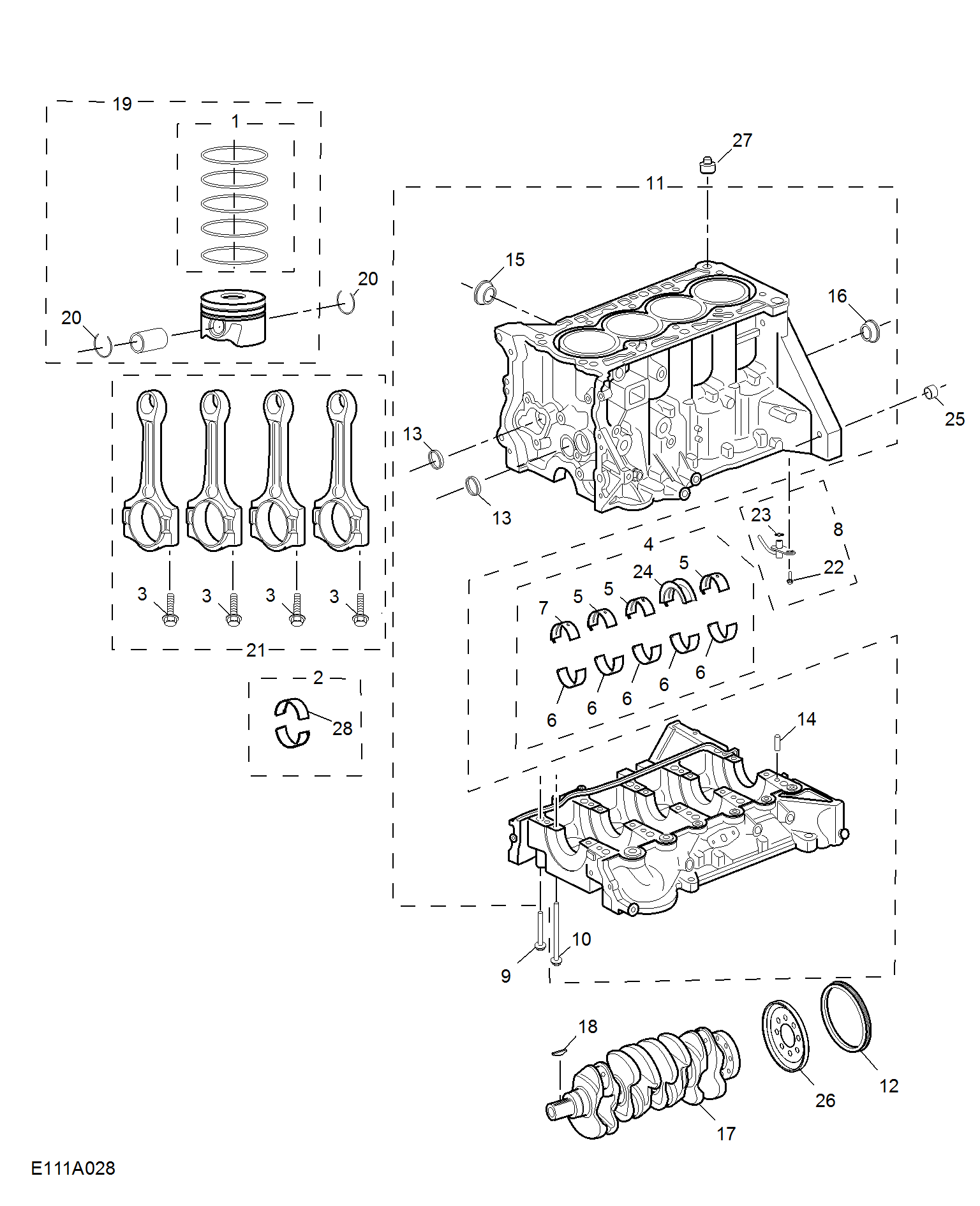 E111A028:CYLINDER BLOCK/ CRANKSHAFT/ROD/ PISTON(1.5T)