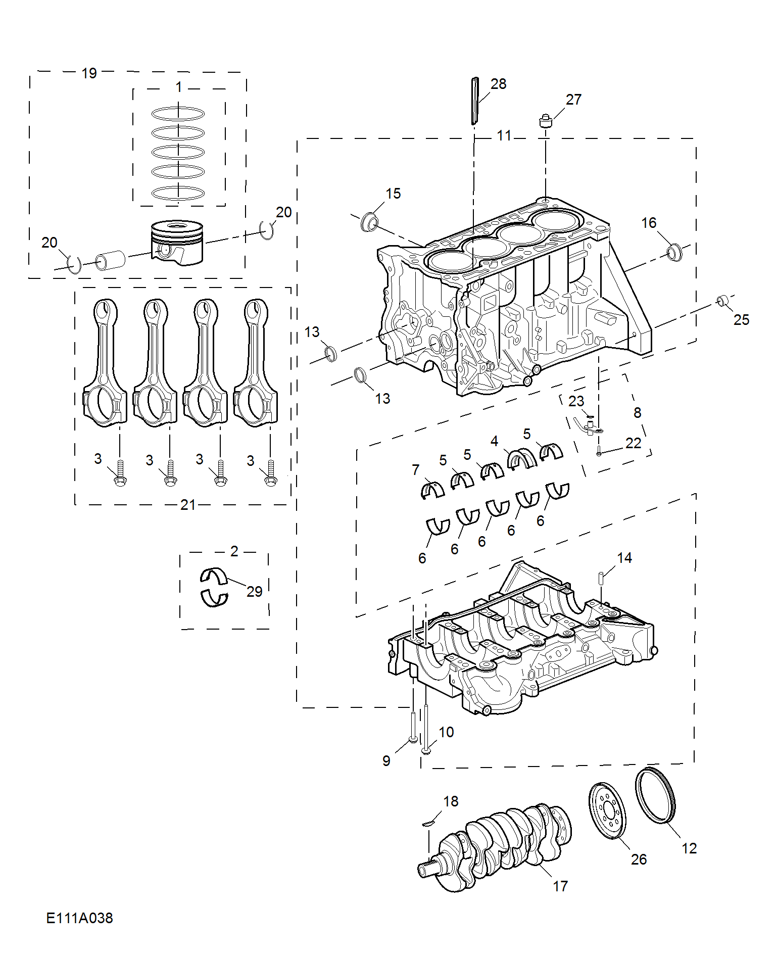 E111A038:CYLINDER BLOCK/ CRANKSHAFT/ROD/ PISTON(1.5T)