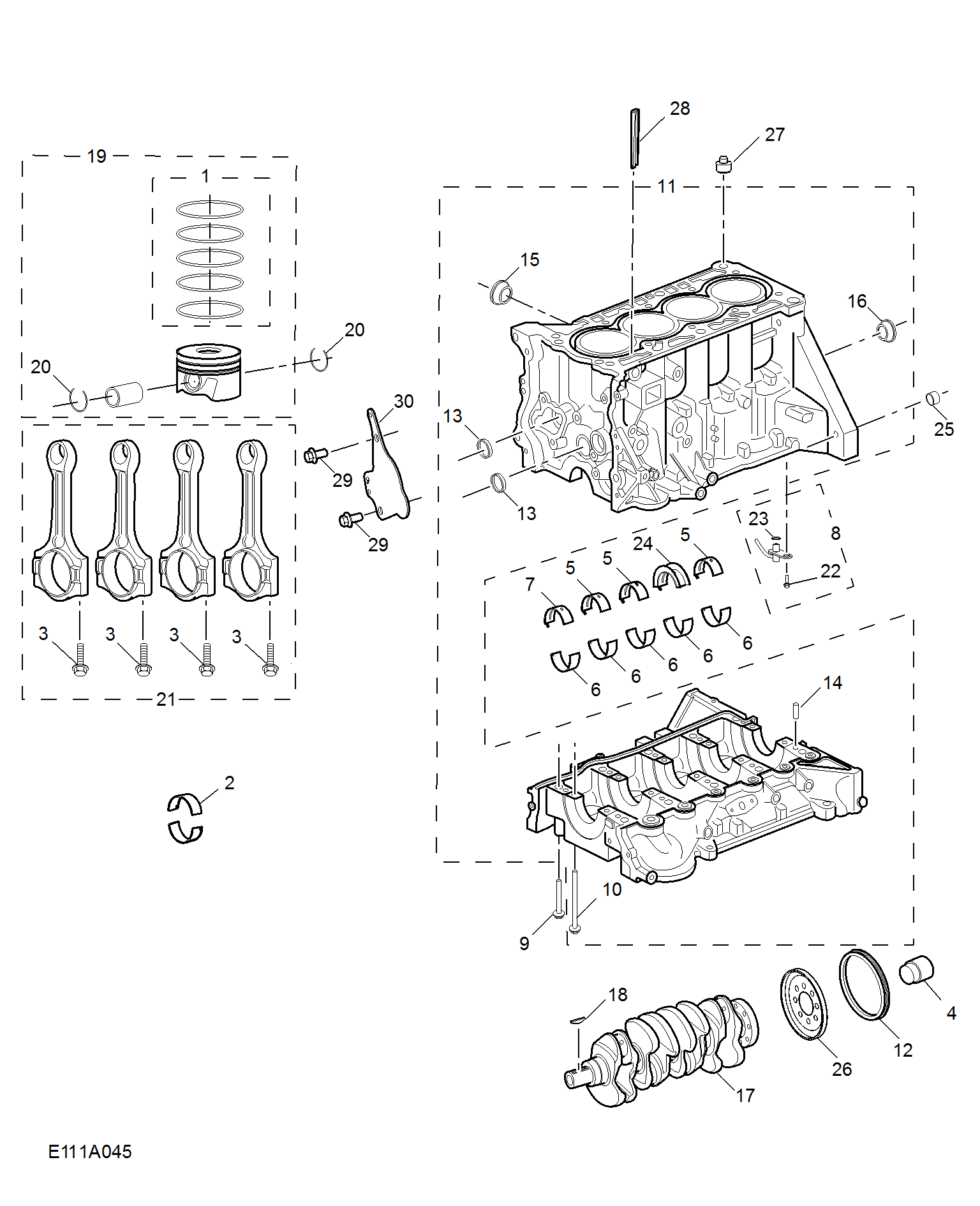 E111A045:CYLINDER BLOCK/ CRANKSHAFT/ROD/ PISTON(1.5T)