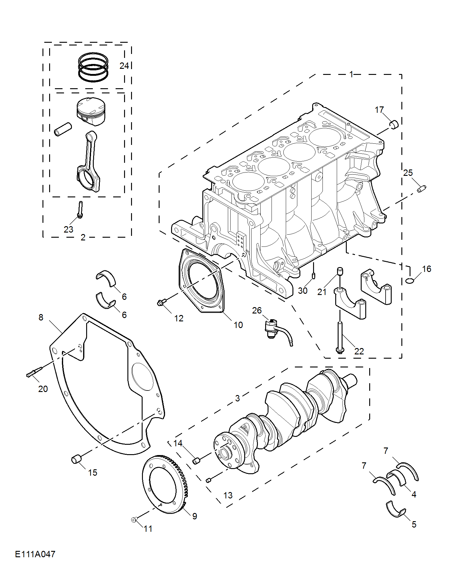 E111A047:CYLINDER BLOCK/ CRANKSHAFT/ROD/ PISTON(1.5L)