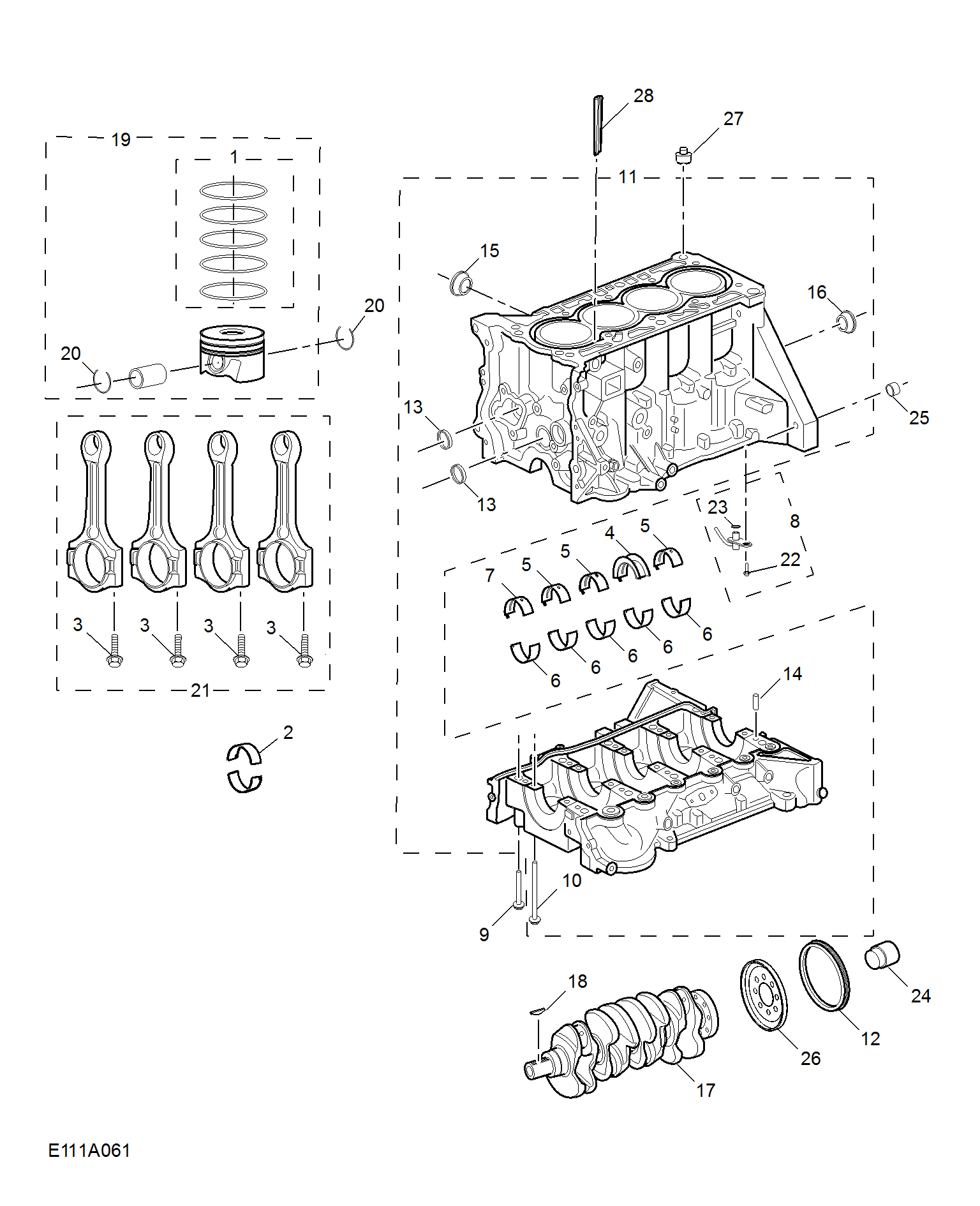 E111A061:CYLINDER BLOCK/ CRANKSHAFT/ROD/ PISTON(1.5T)
