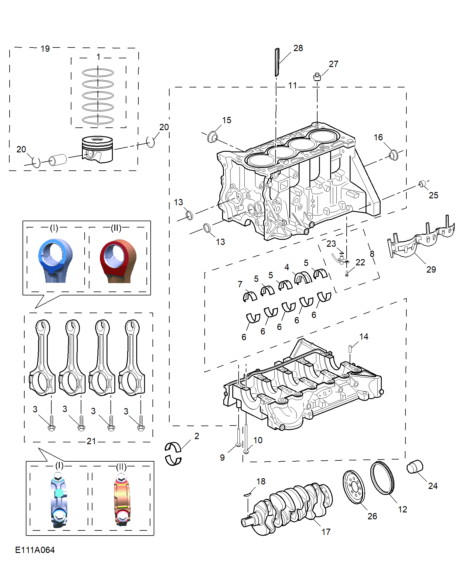E111A064:CYLINDER BLOCK/ CRANKSHAFT/ROD/ PISTON(1.5T)