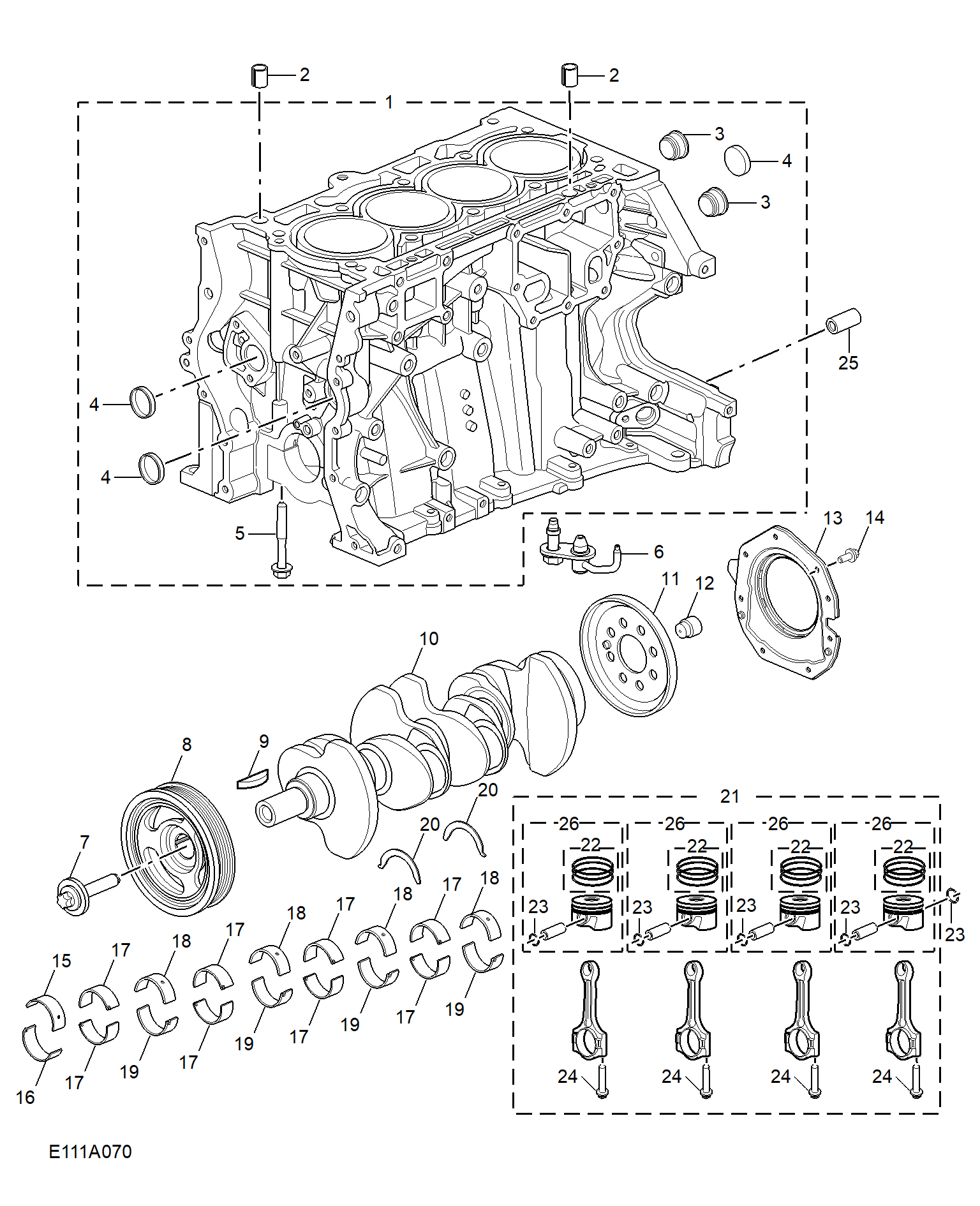 E111A070:CYLINDER BLOCK/ CRANKSHAFT/ROD/ PISTON(1.5T)