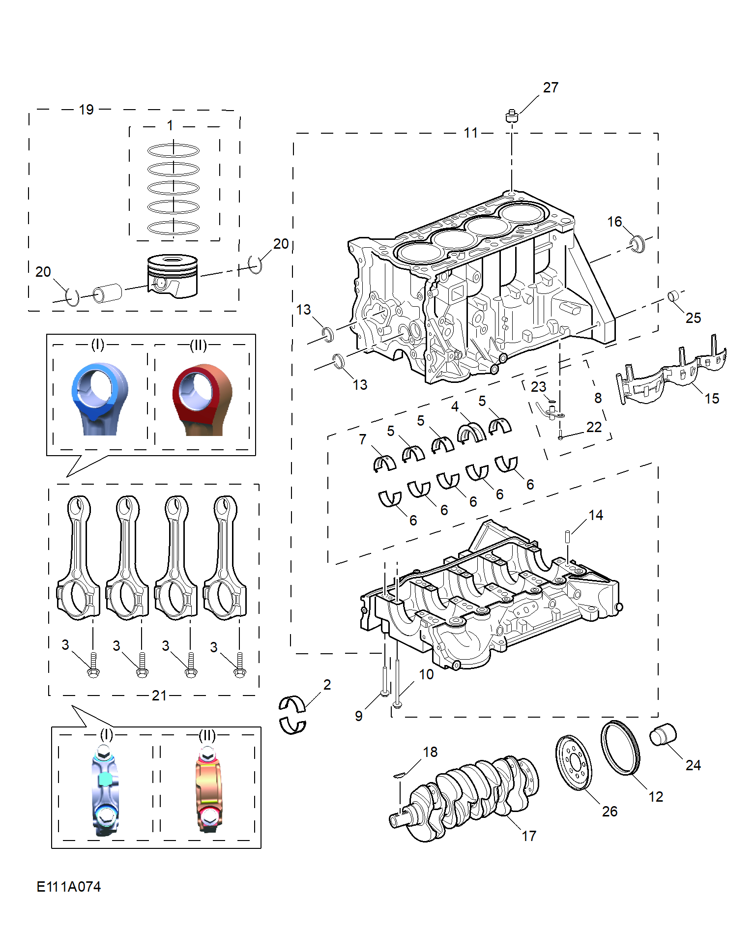 E111A074:CYLINDER BLOCK/ CRANKSHAFT/ROD/ PISTON(1.5T)