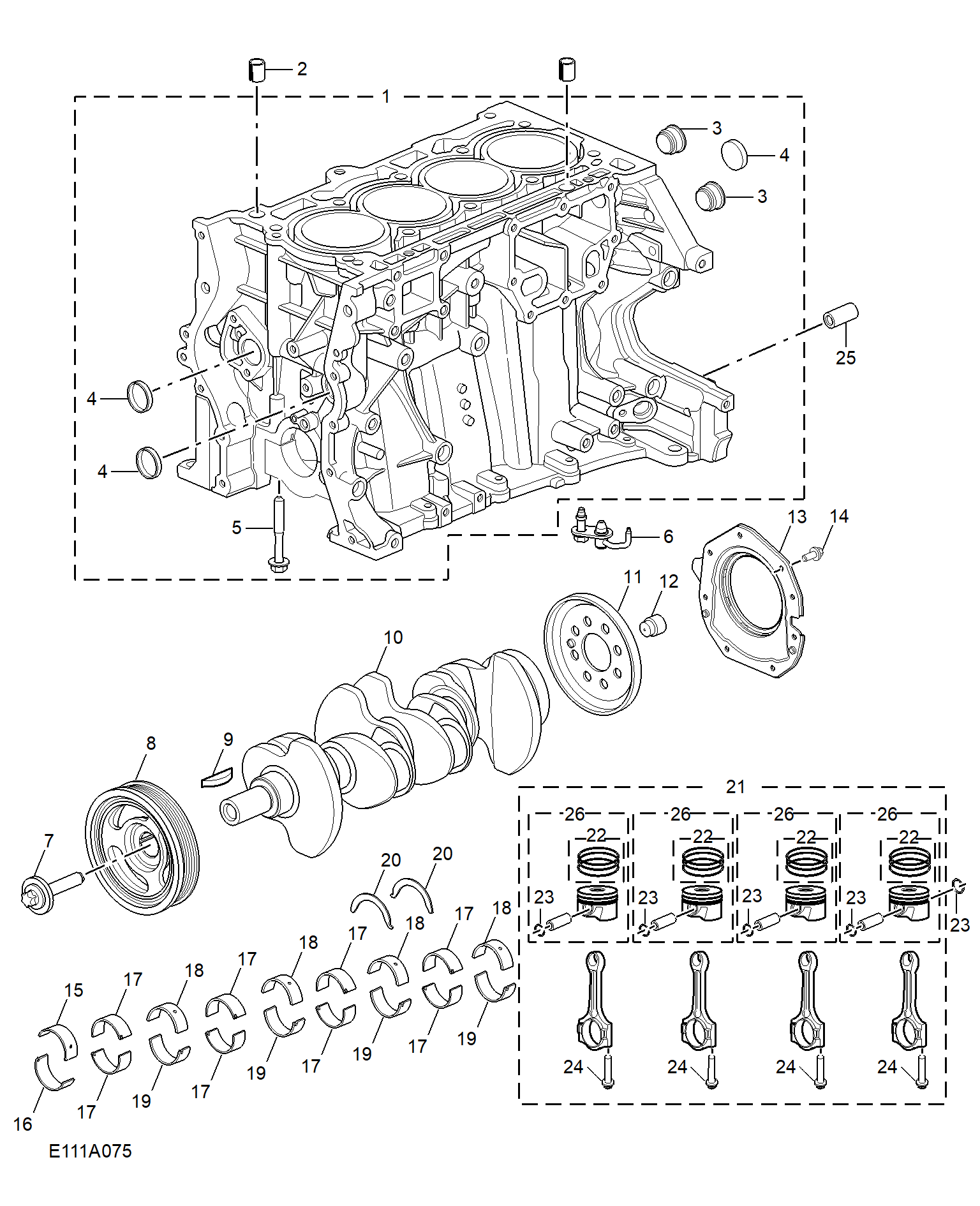 E111A075:CYLINDER BLOCK/ CRANKSHAFT/ROD/ PISTON(1.5T)