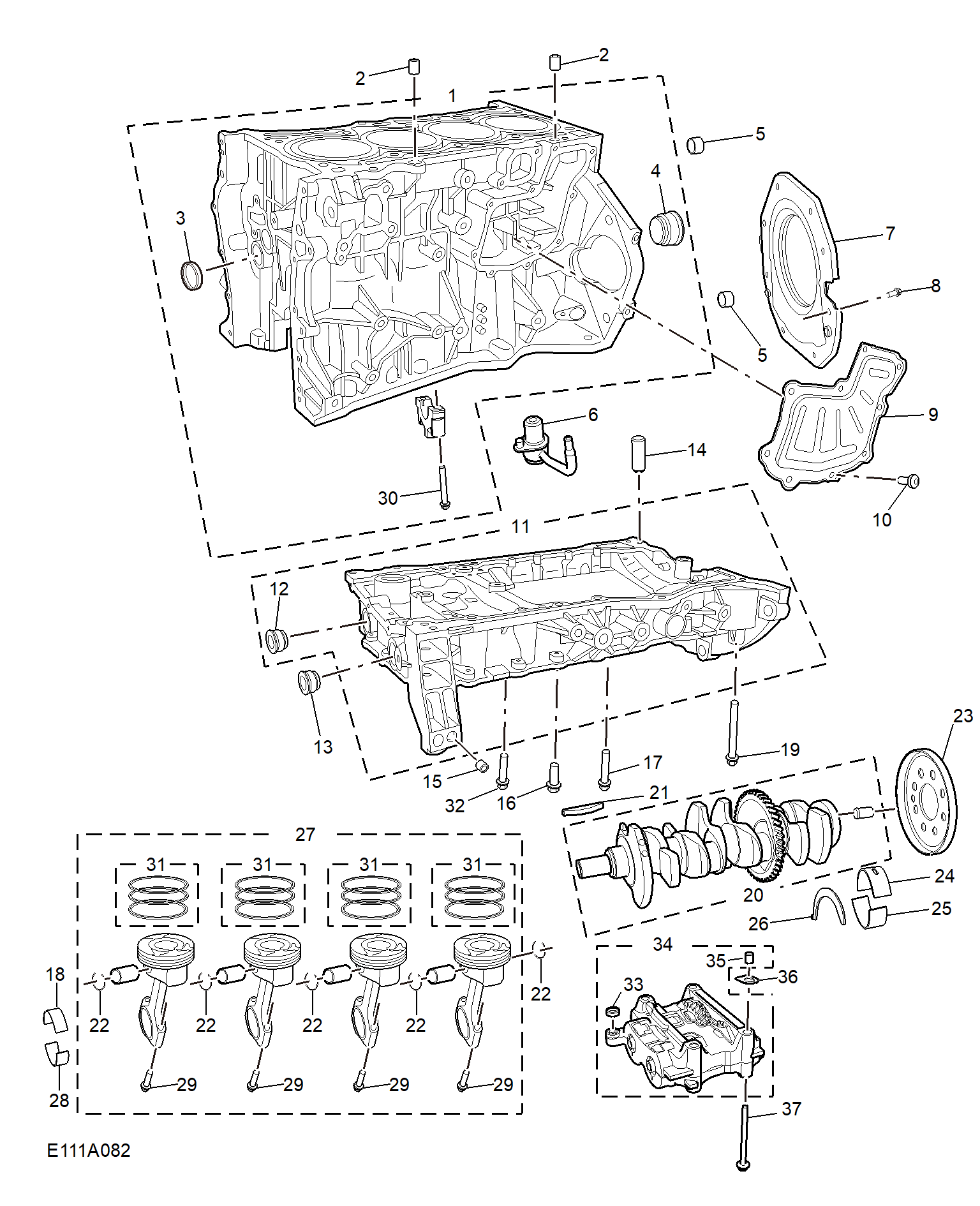 E111A082:CYLINDER BLOCK/ CRANKSHAFT/ROD/ PISTON(2.0T)
