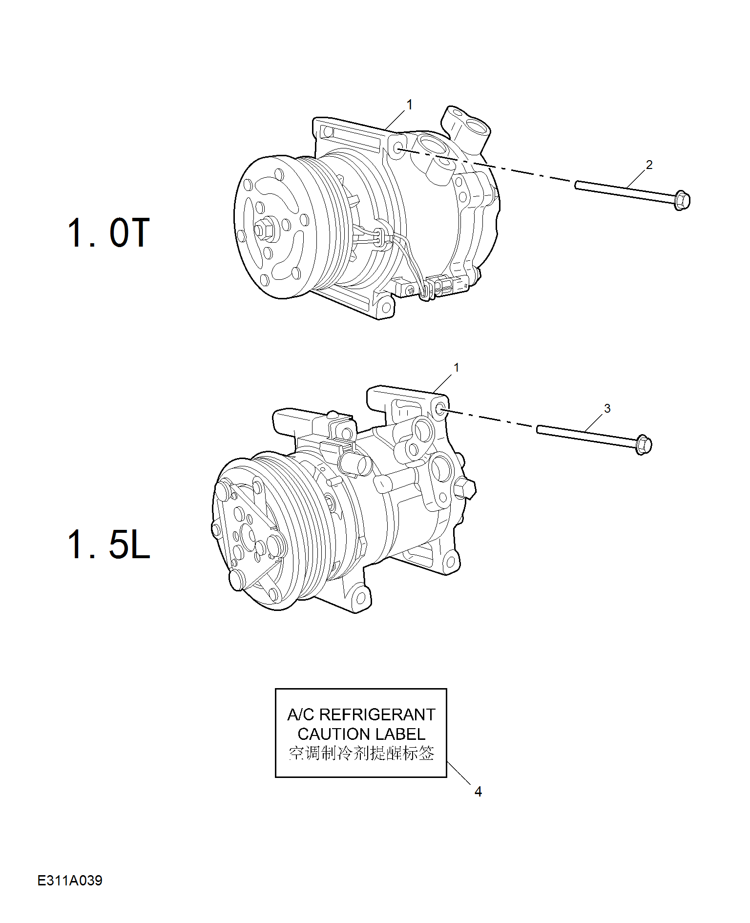 E311A039:COMPRESSOR & MISC RREFRIGERANT HARDWARE