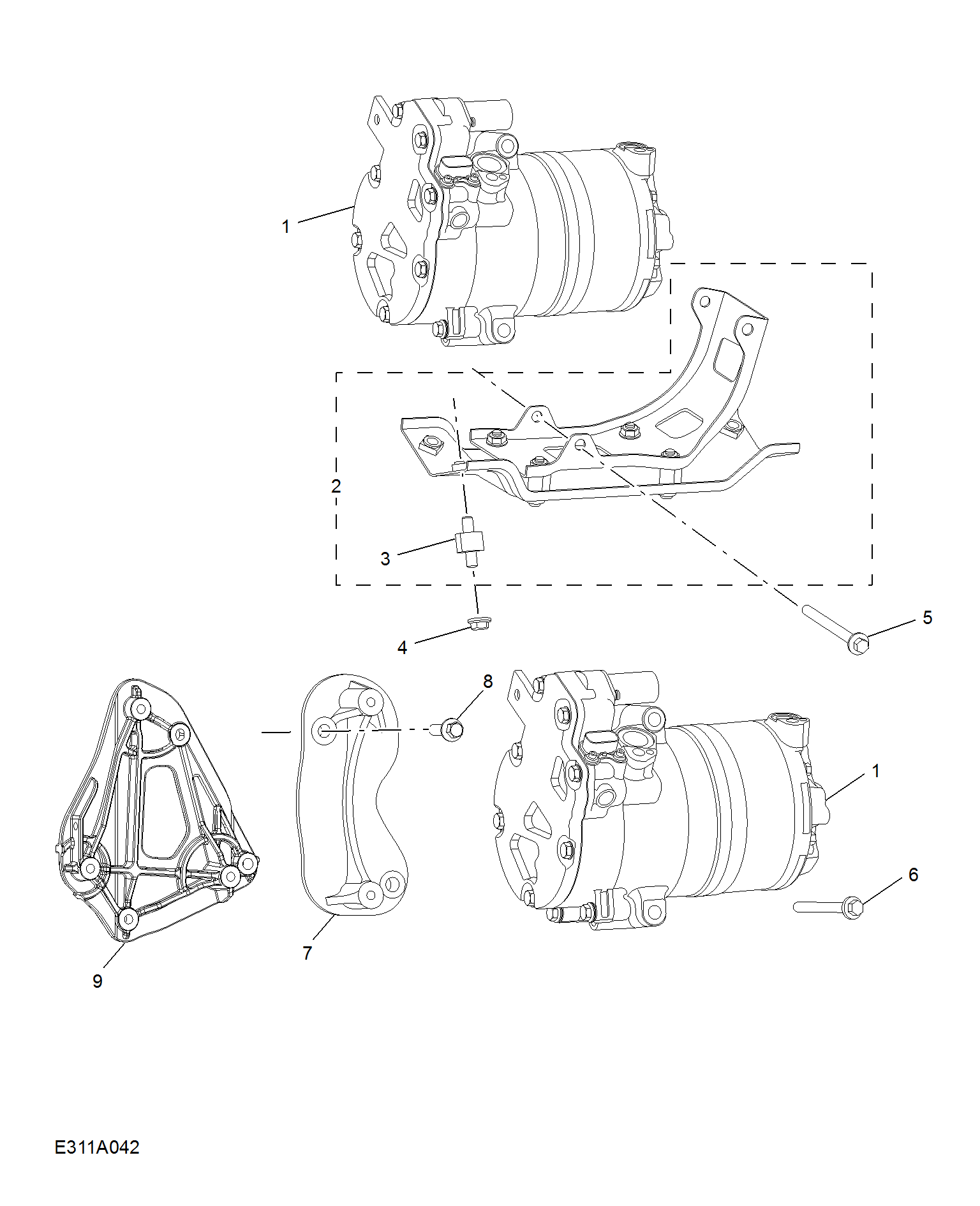 E311A042:COMPRESSOR & MISC RREFRIGERANT HARDWARE