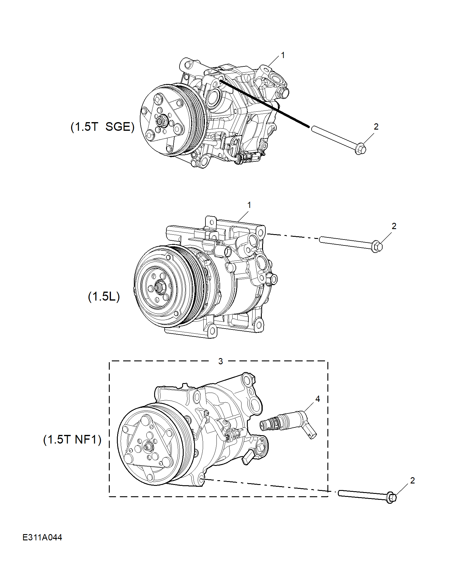 E311A044:COMPRESSOR & MISC RREFRIGERANT HARDWARE(PETROL)