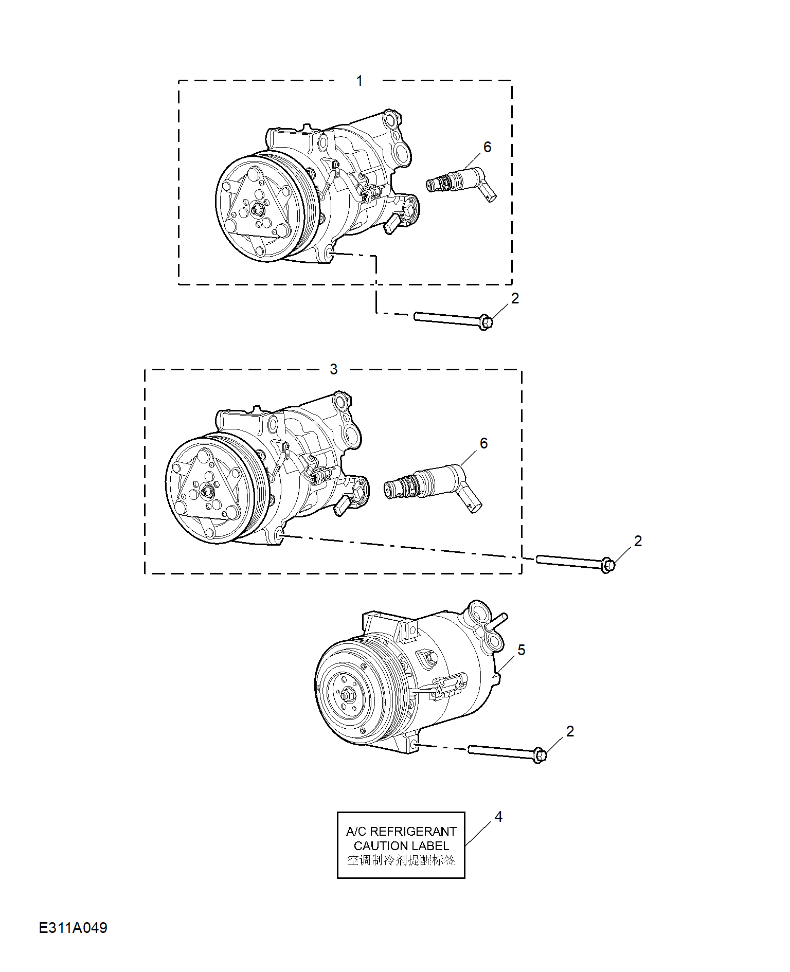 E311A049:COMPRESSOR & MISC RREFRIGERANT HARDWARE