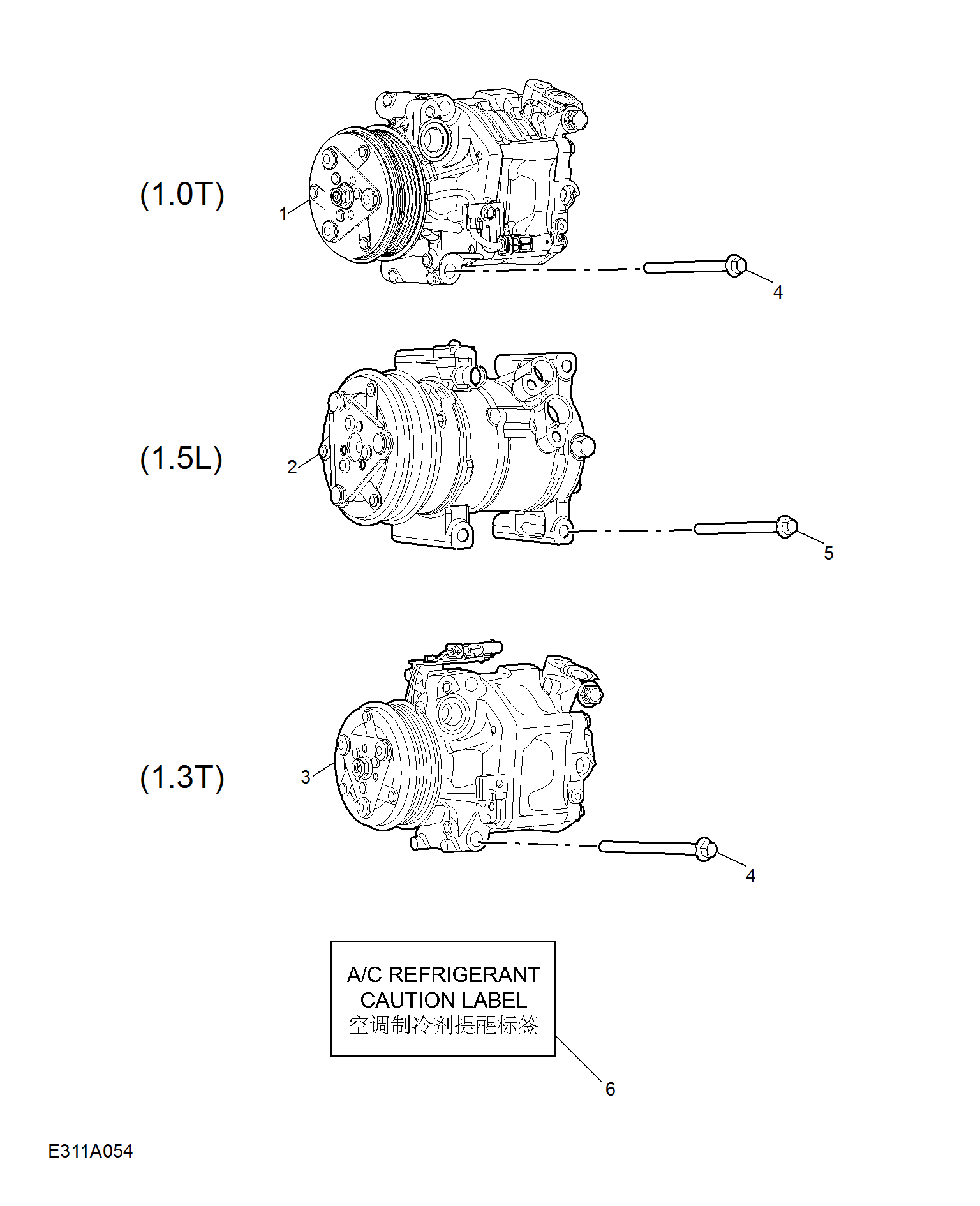 E311A054:COMPRESSOR & MISC RREFRIGERANT HARDWARE