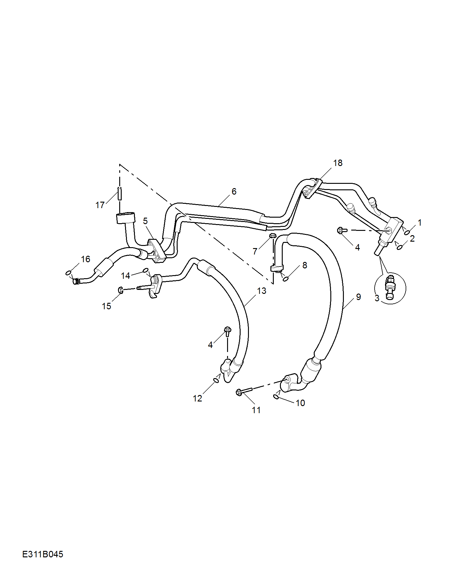 E311B045:REFRIGERANT PLUMBING & HARDWARE(1.3T)
