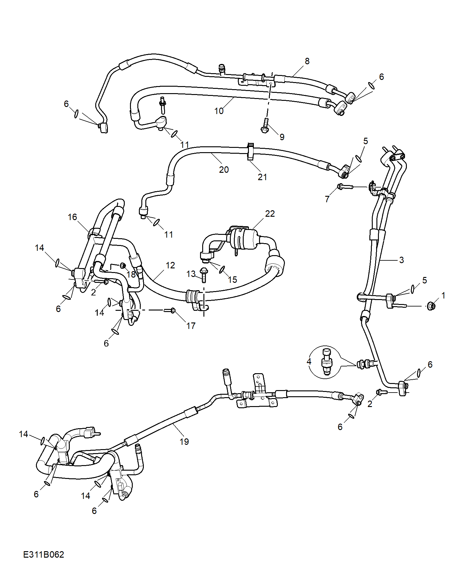 E311B062:REFRIGERANT PLUMBING & HARDWARE(RHD)