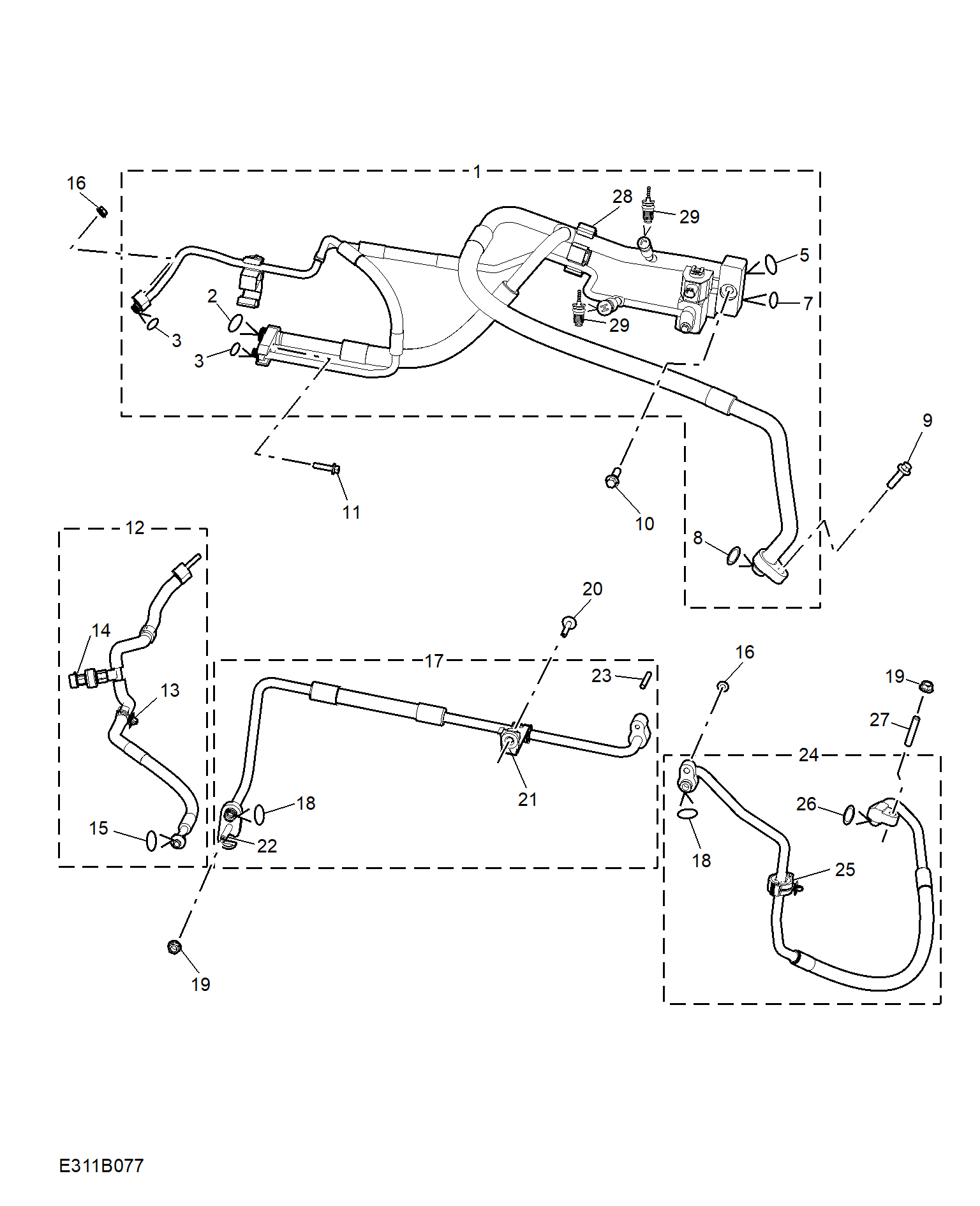E311B077:REFRIGERANT PLUMBING & HARDWARE(RHD)