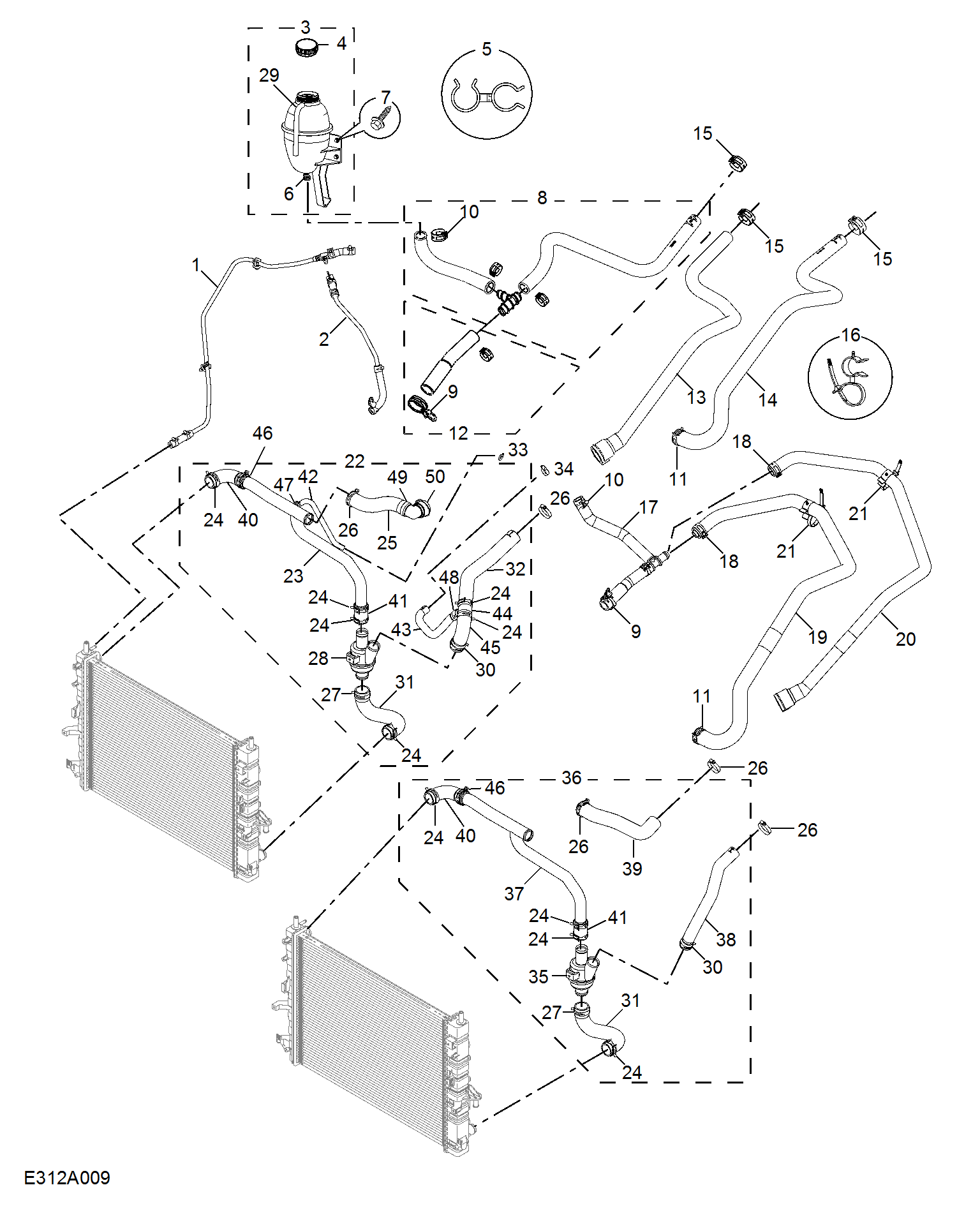 E312A009:COOLANT PLUMBING & HARDWARE