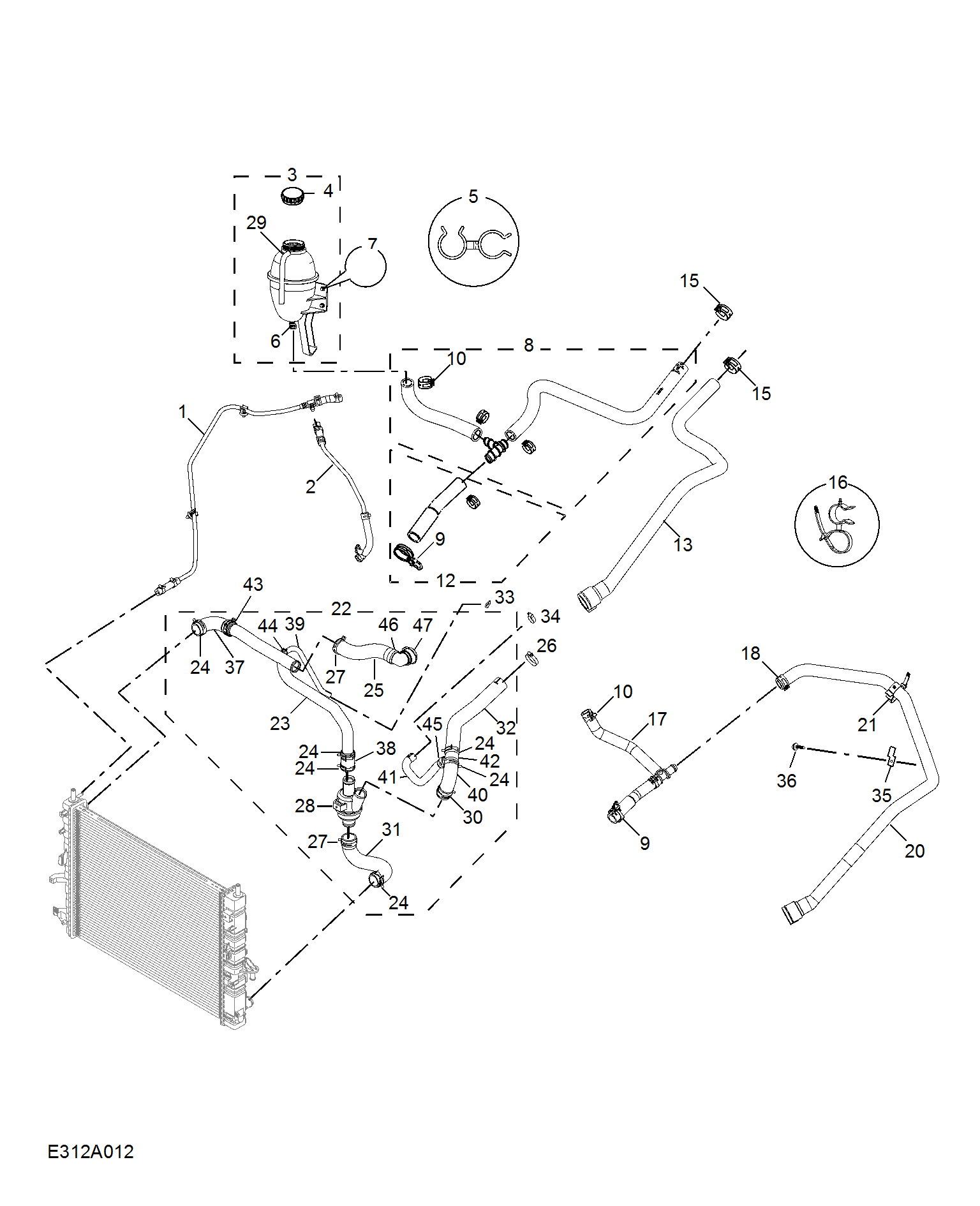 E312A012:COOLANT PLUMBING & HARDWARE