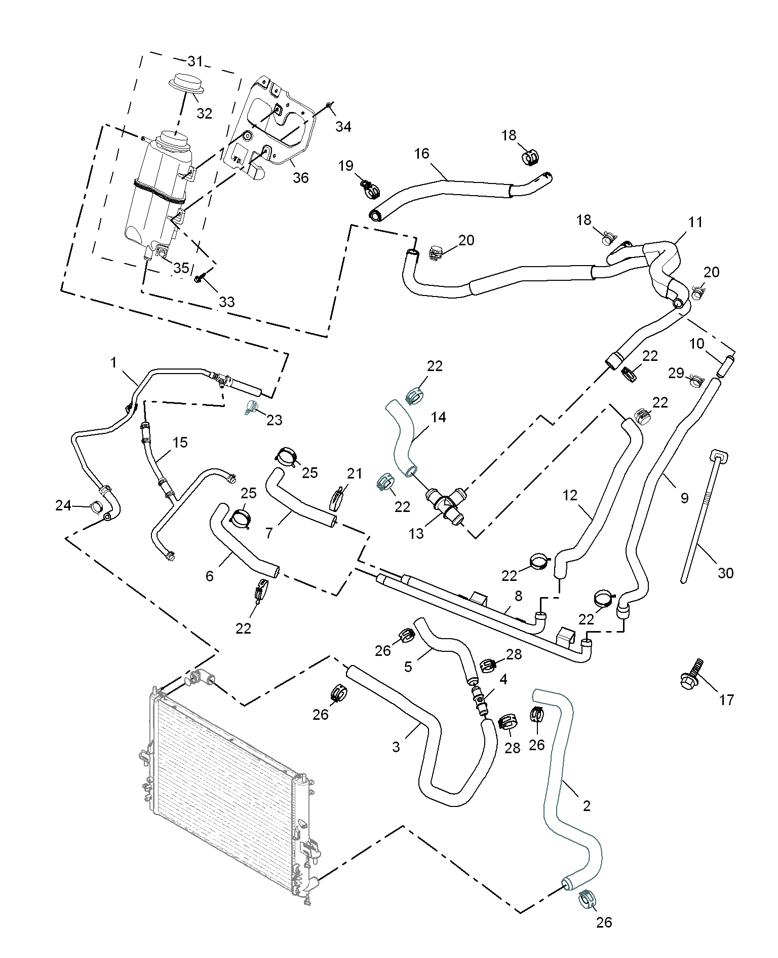 E312A013:COOLANT PLUMBING & HARDWARE(2.5 V6)