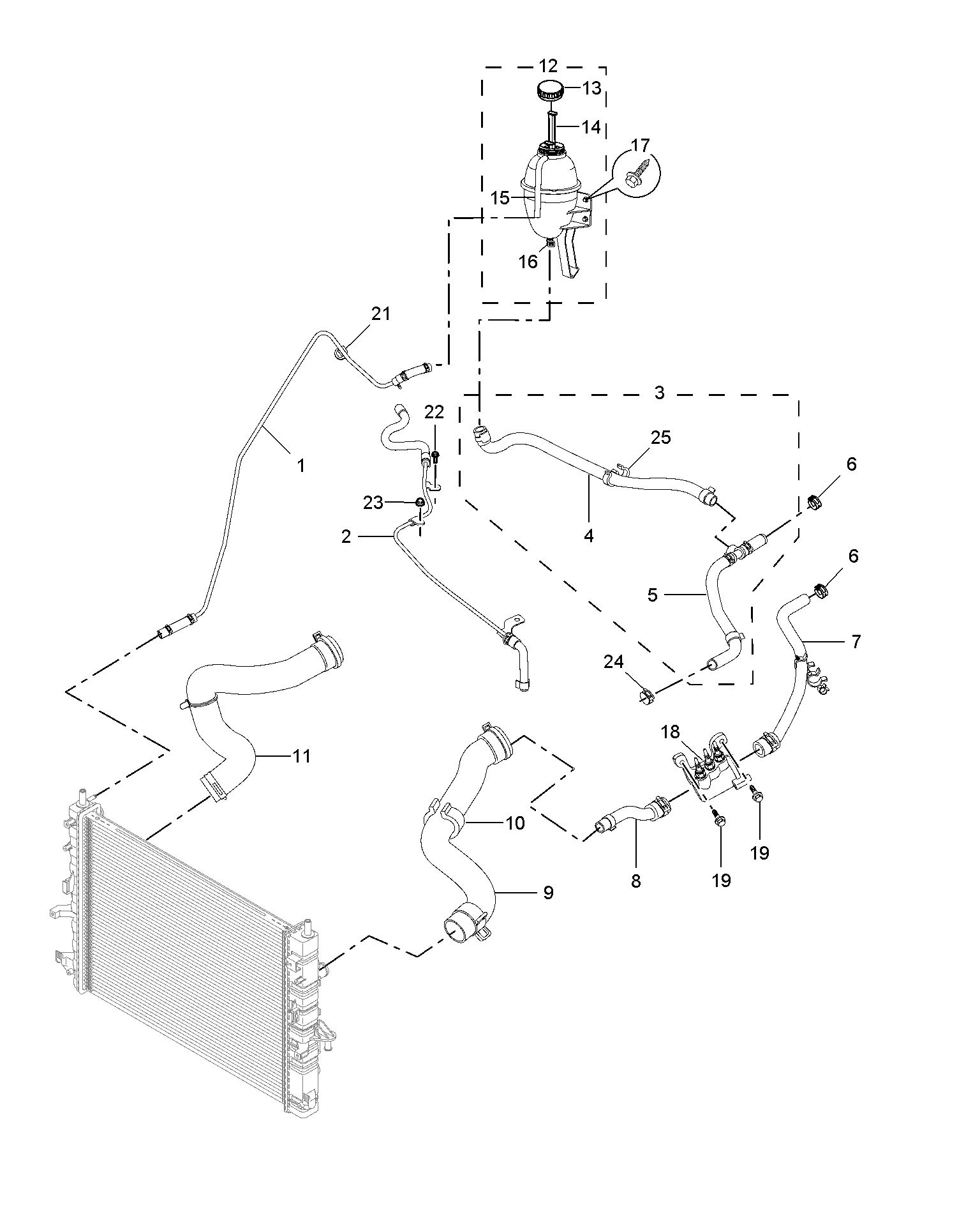 E312A025:COOLANT PLUMBING & HARDWARE(DIESEL)