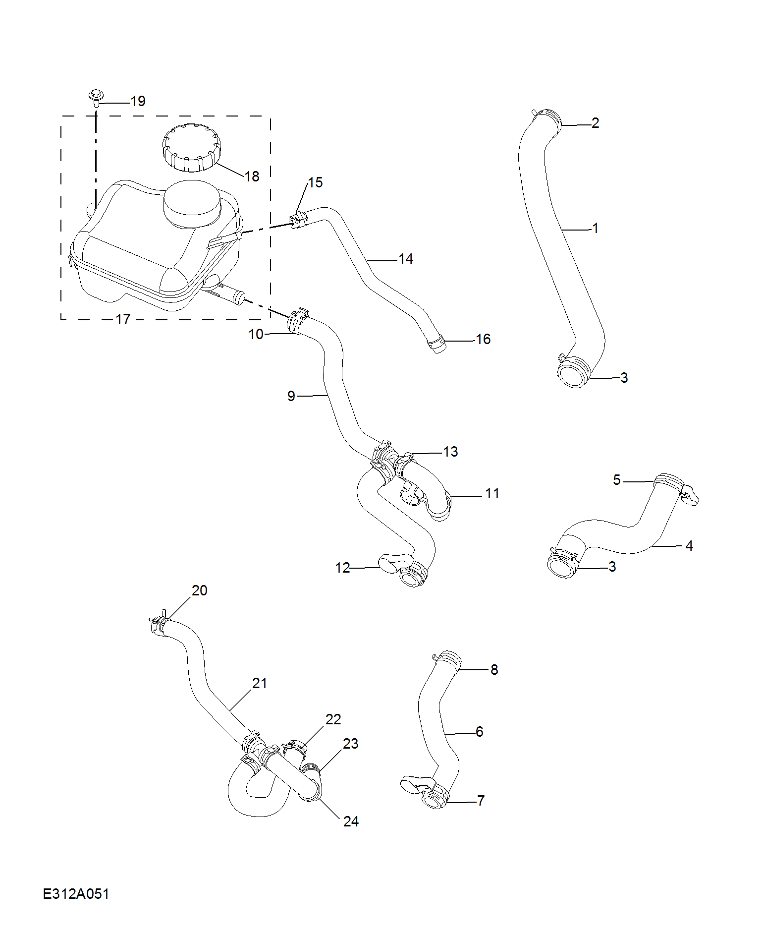 E312A051:COOLANT PLUMBING & HARDWARE(1.5L)