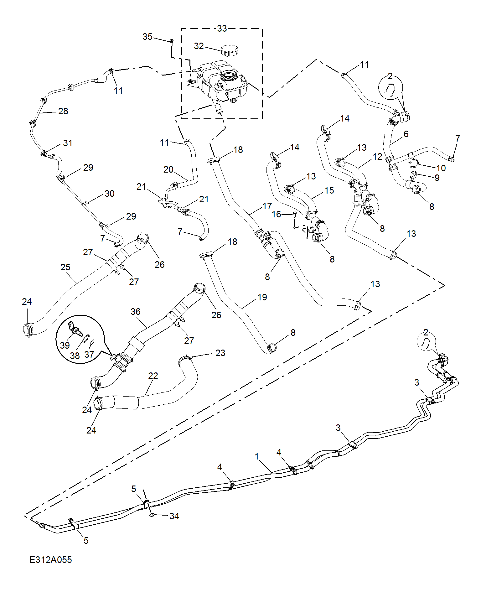 E312A055:COOLANT PLUMBING & HARDWARE