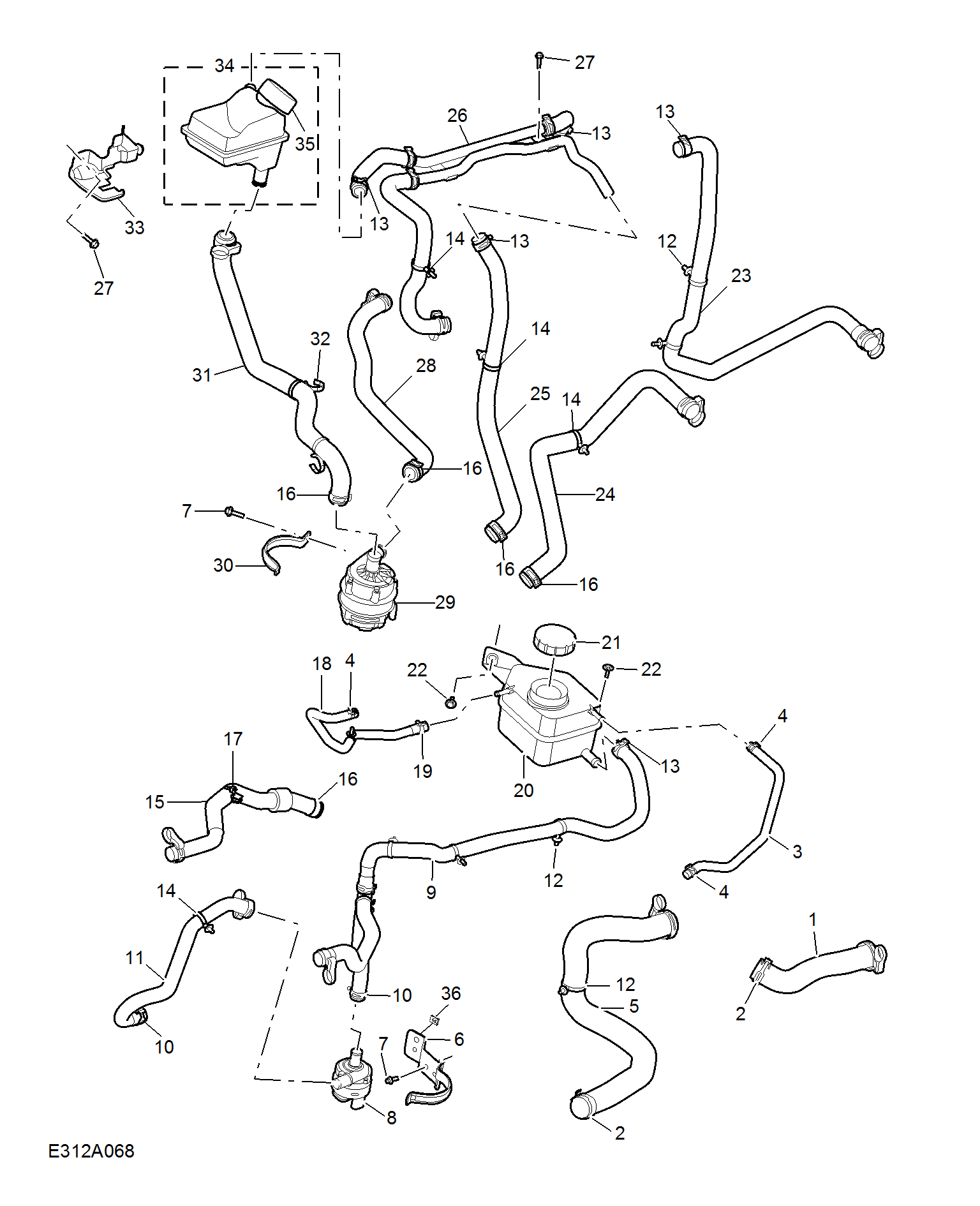 E312A068:COOLANT PLUMBING & HARDWARE(HYBRID)
