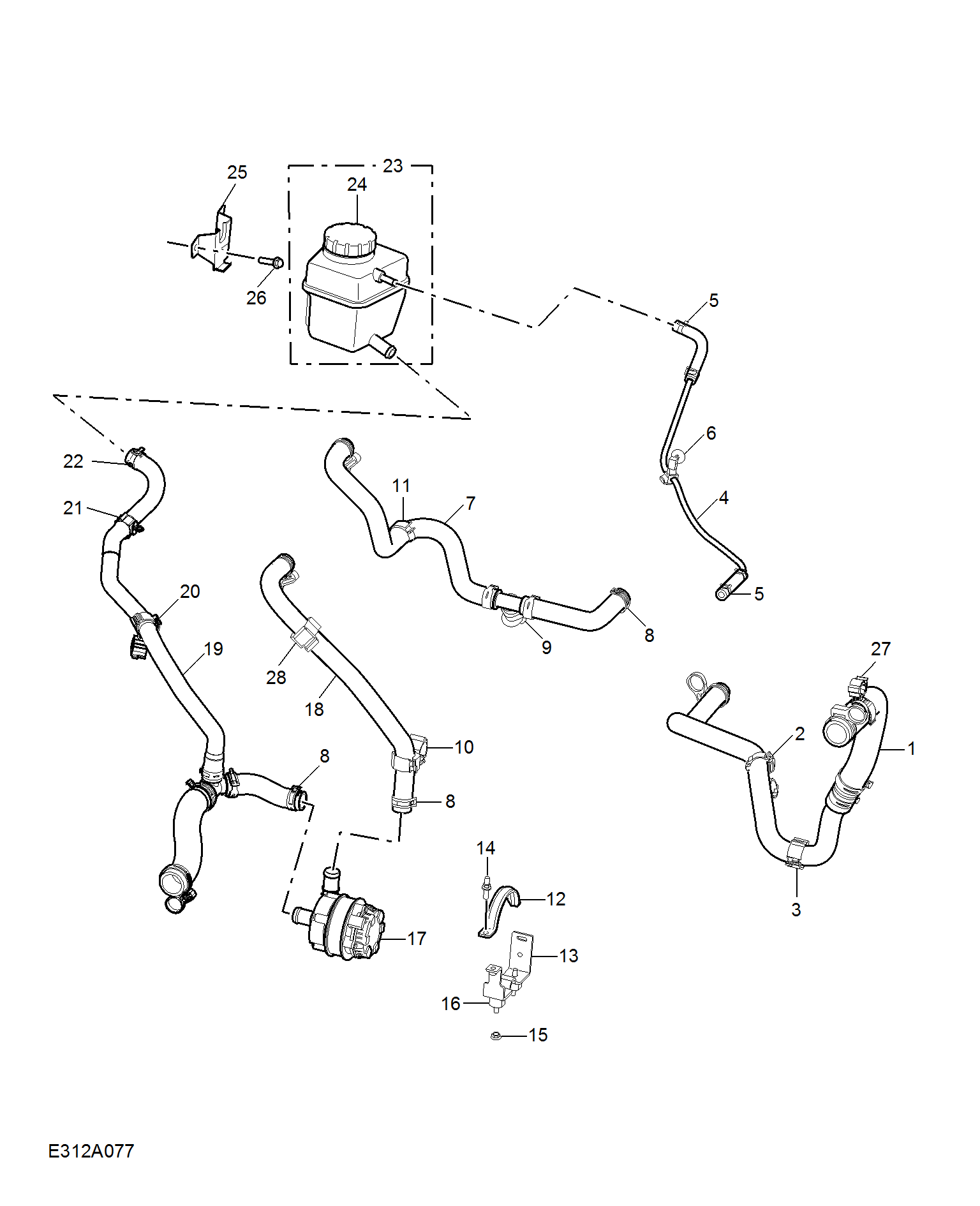 E312A077:COOLANT PLUMBING & HARDWARE(EDU-EV)