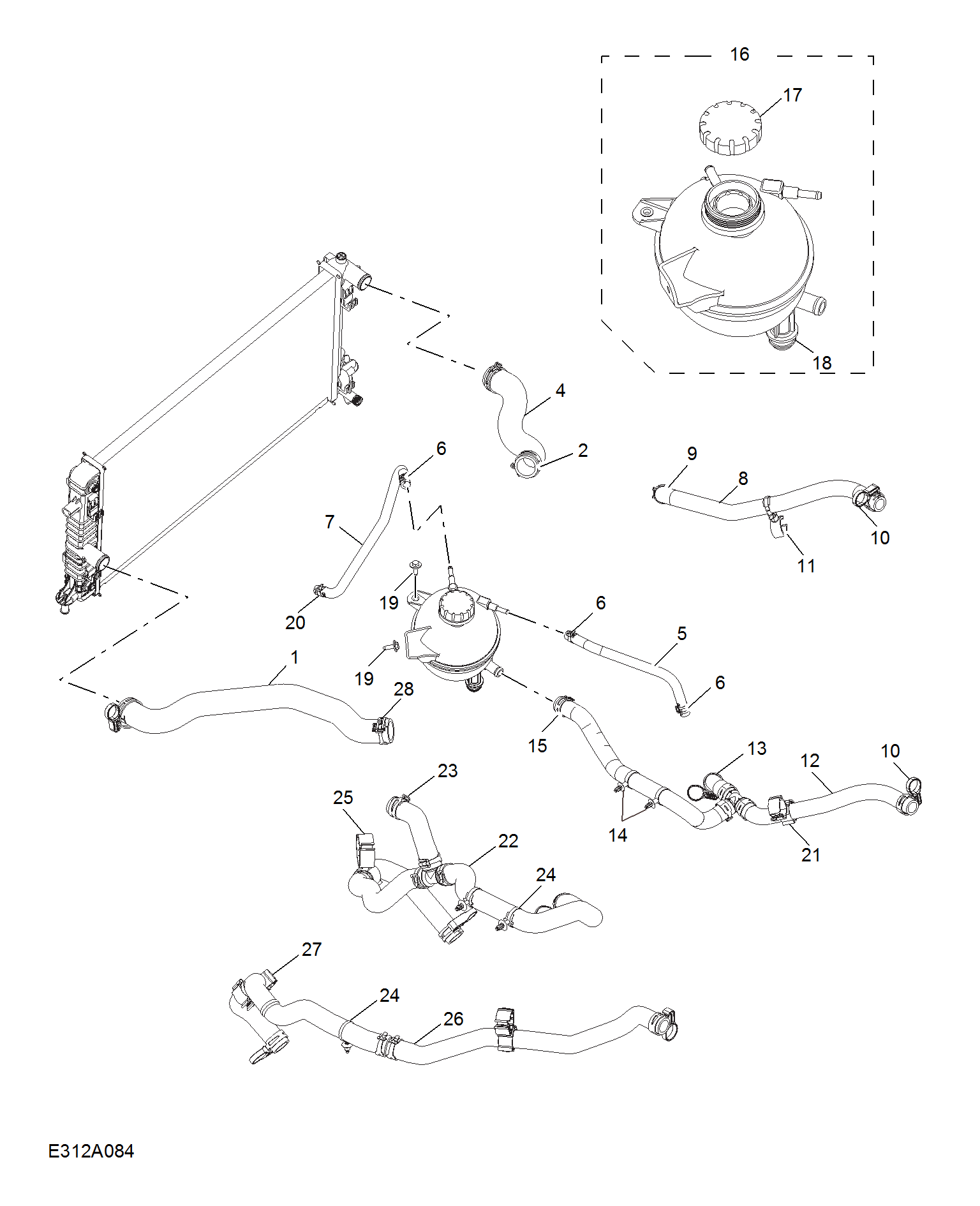 E312A084:COOLANT PLUMBING & HARDWARE(1.5T)