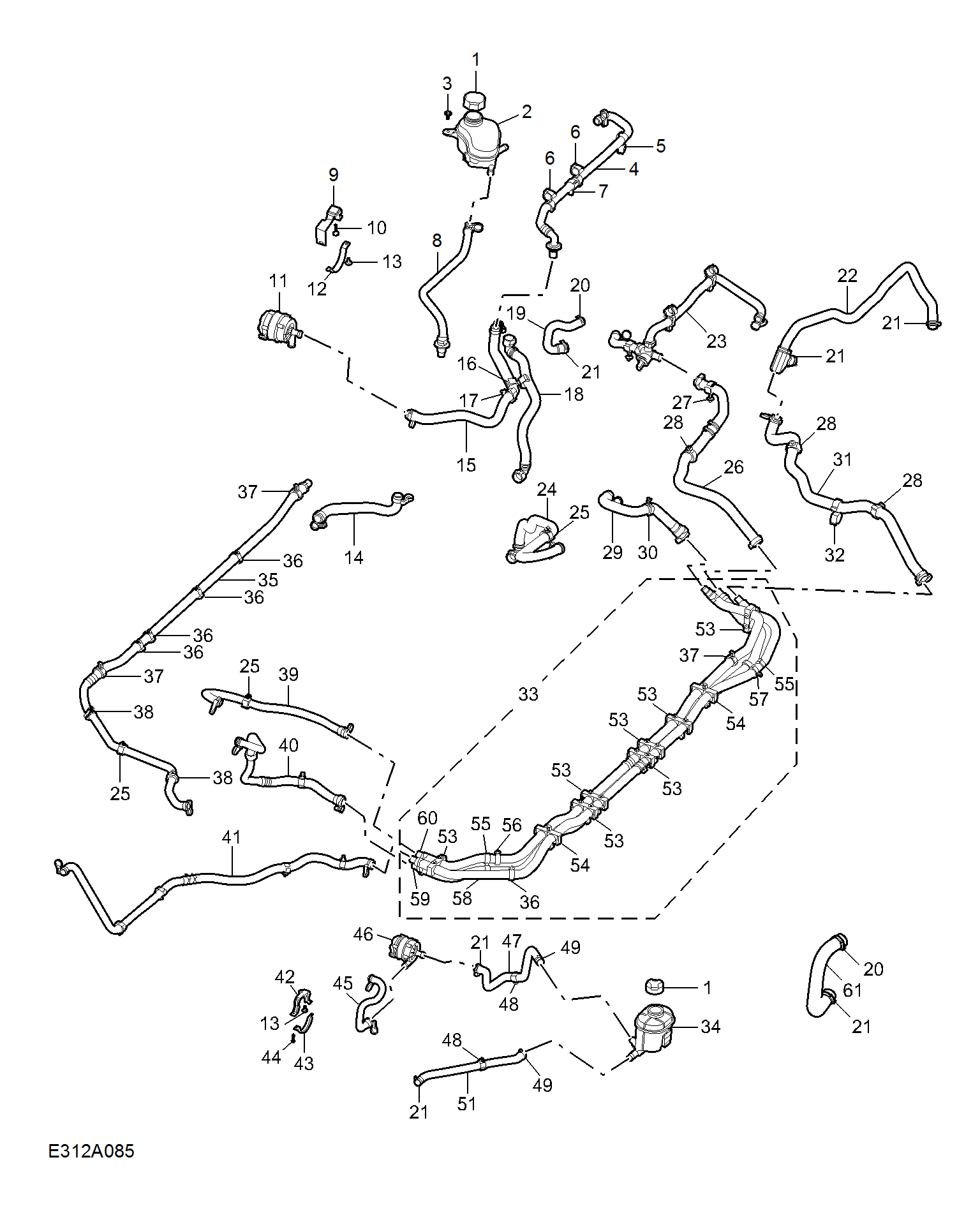 E312A085:COOLANT PLUMBING & HARDWARE(2020-2WD)