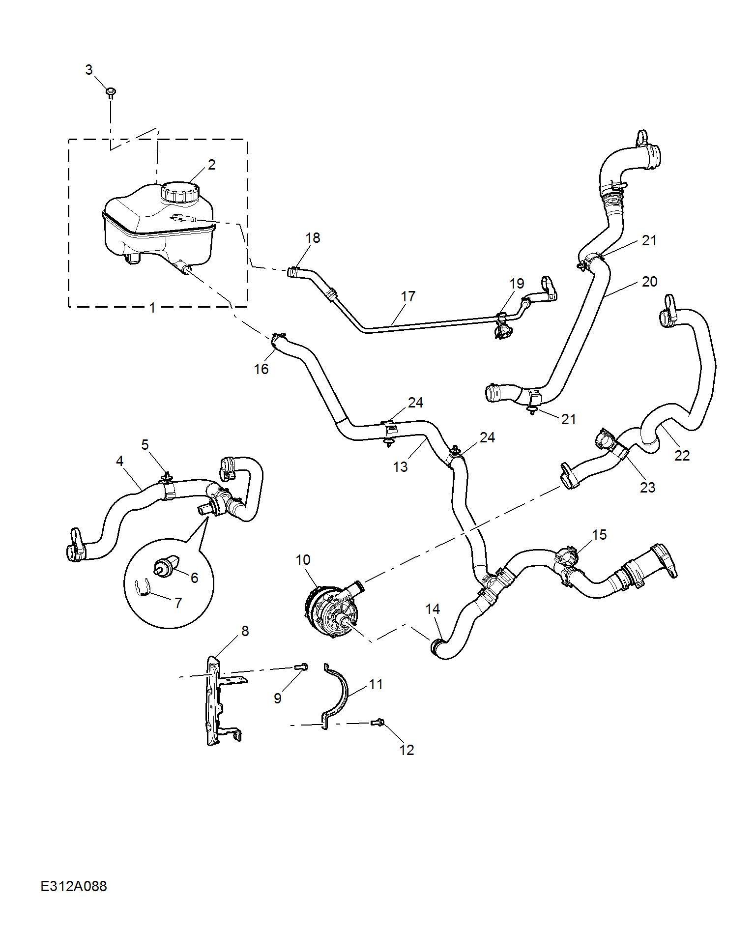 E312A088:COOLANT PLUMBING & HARDWARE