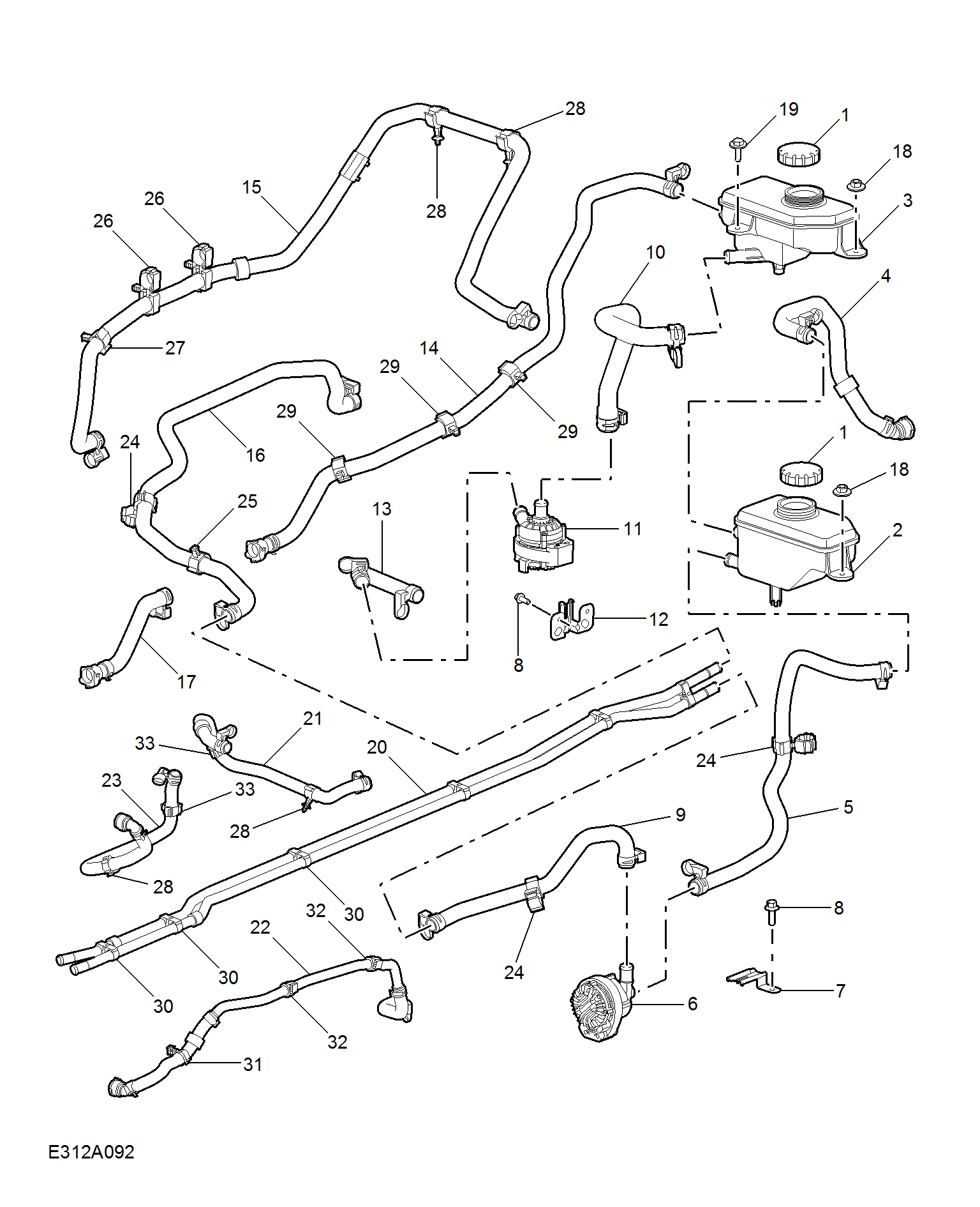 E312A092:COOLANT PLUMBING & HARDWARE