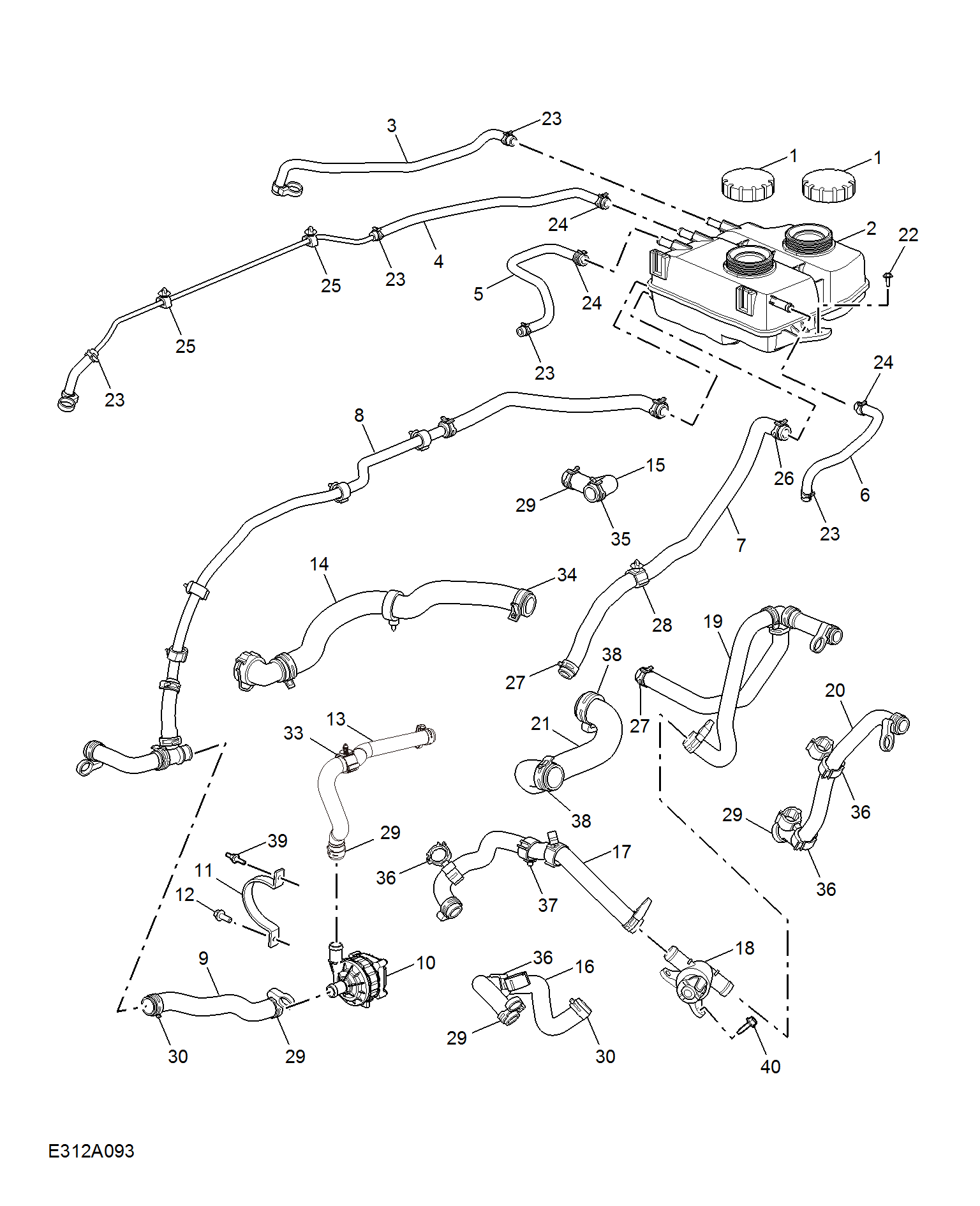 E312A093:COOLANT PLUMBING & HARDWARE