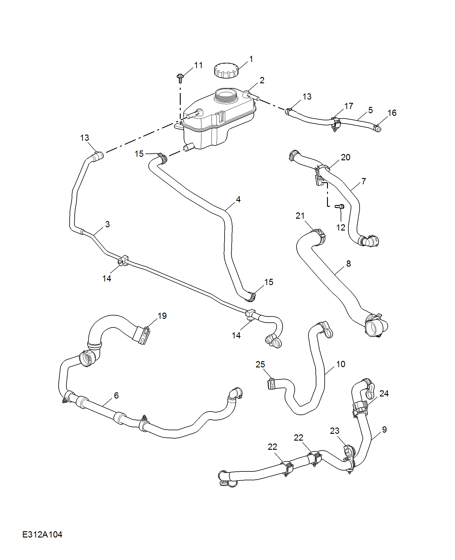 E312A104:COOLANT PLUMBING & HARDWARE