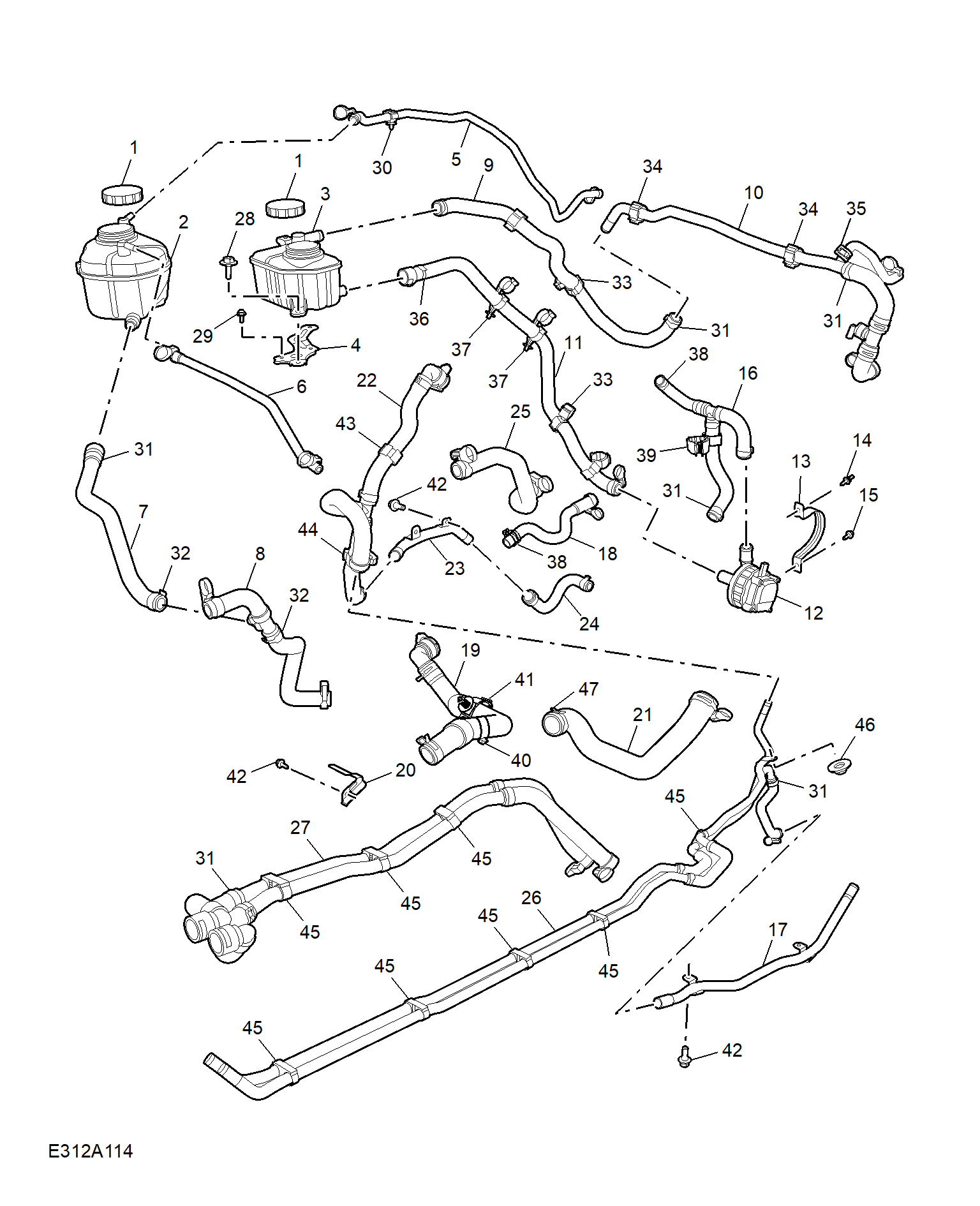 E312A114:COOLANT PLUMBING & HARDWARE