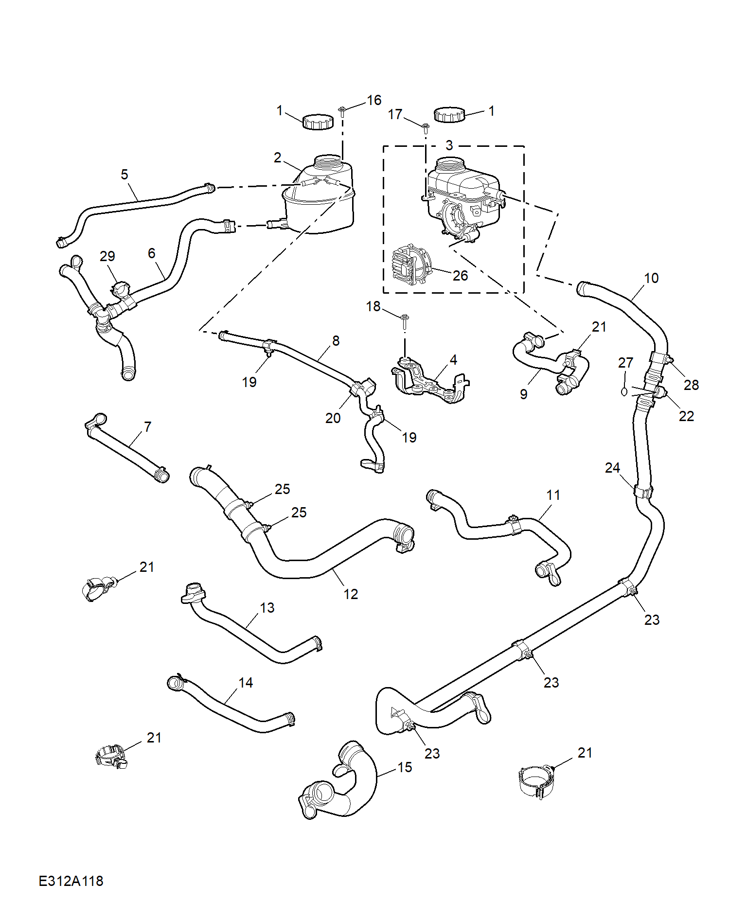 E312A118:COOLANT PLUMBING & HARDWARE