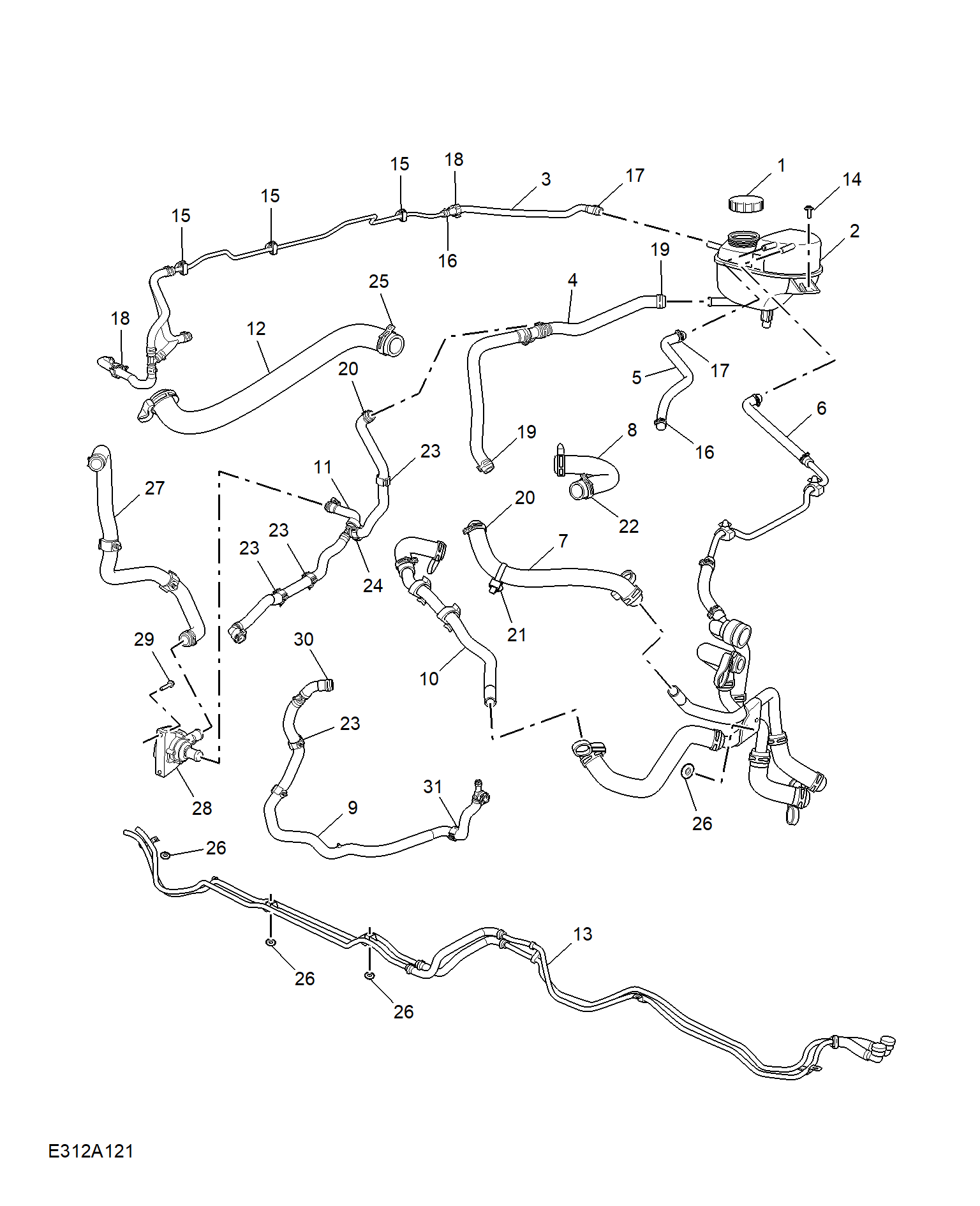 E312A121:COOLANT PLUMBING & HARDWARE