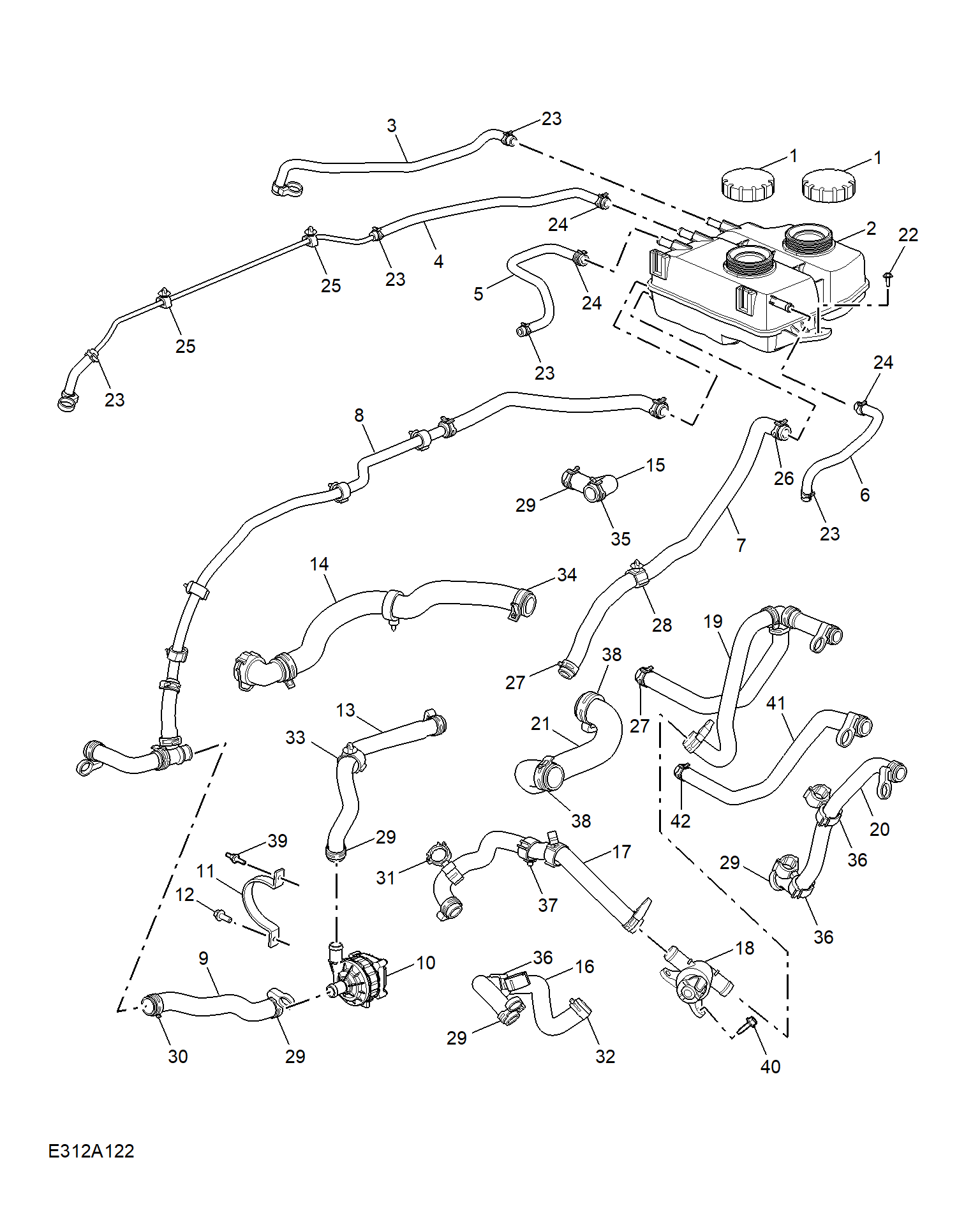 E312A122:COOLANT PLUMBING & HARDWARE