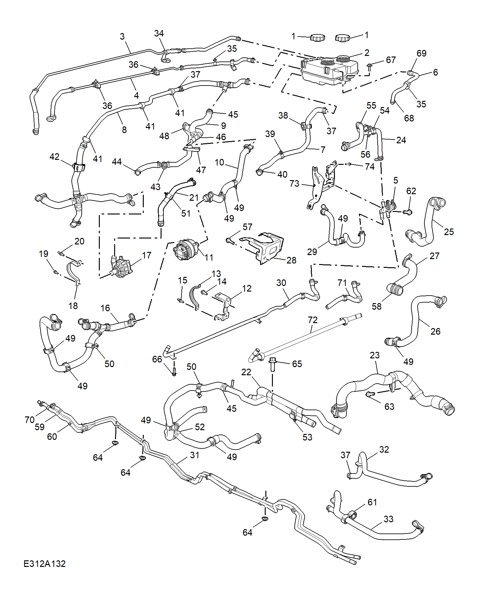 E312A132:COOLANT PLUMBING & HARDWARE