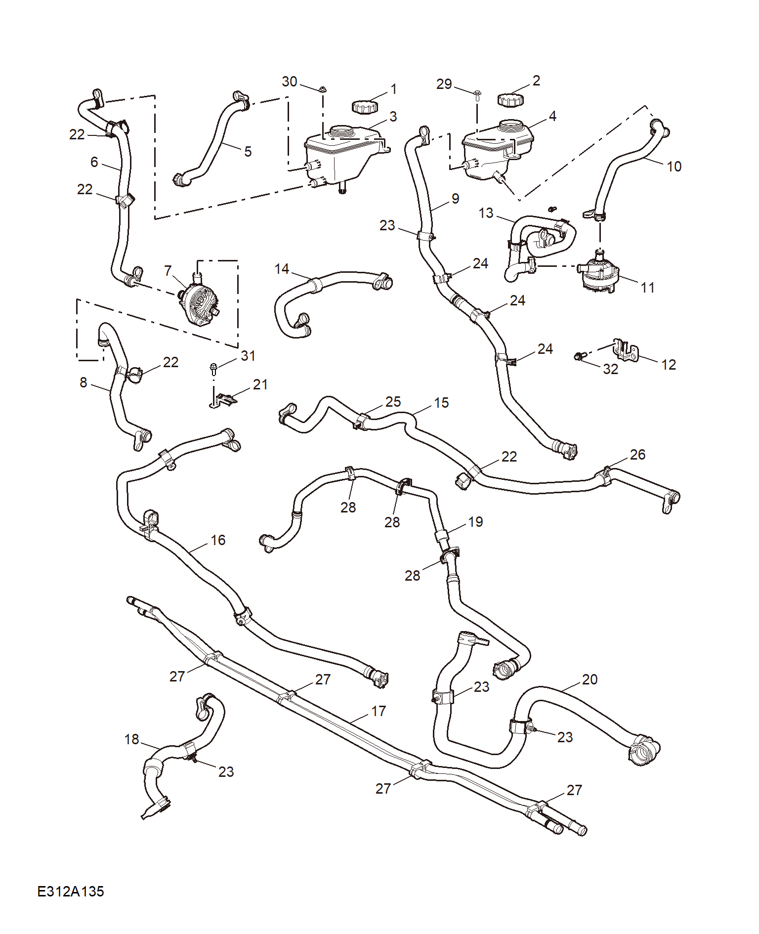 E312A135:COOLANT PLUMBING & HARDWARE