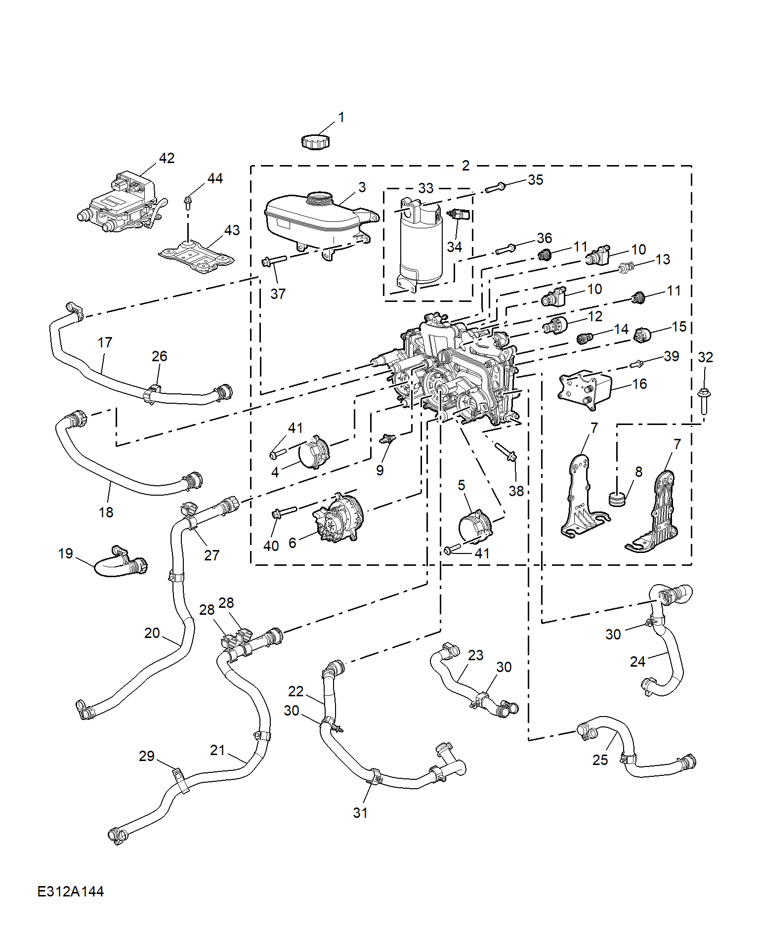 E312A144:COOLANT PLUMBING & HARDWARE