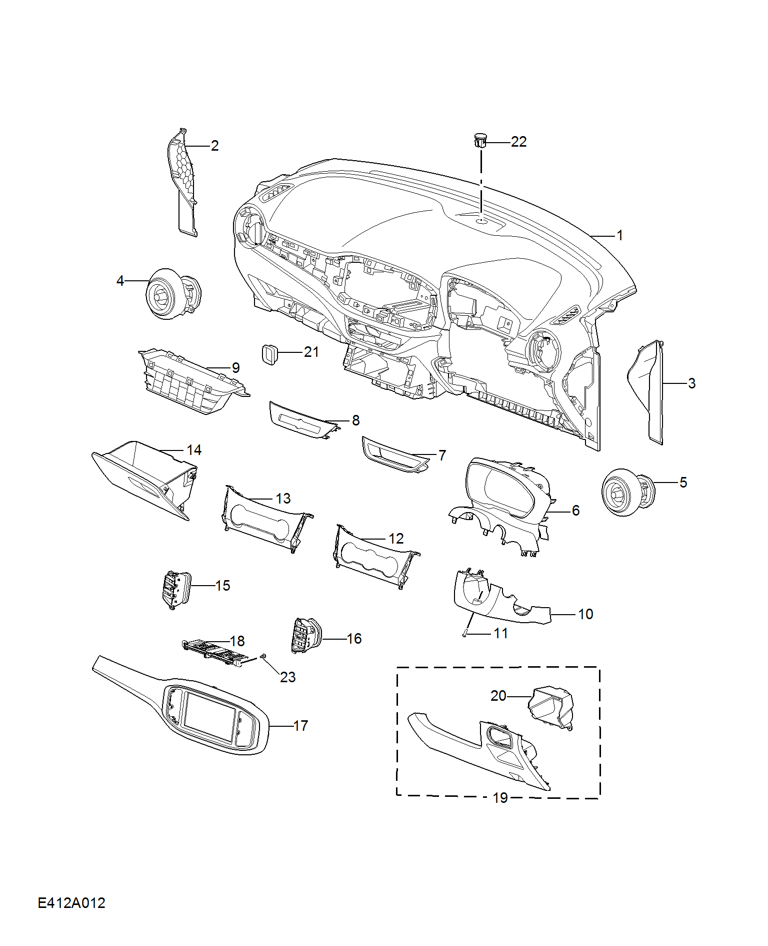 E412A012:FASCIA TRIM(RHD)