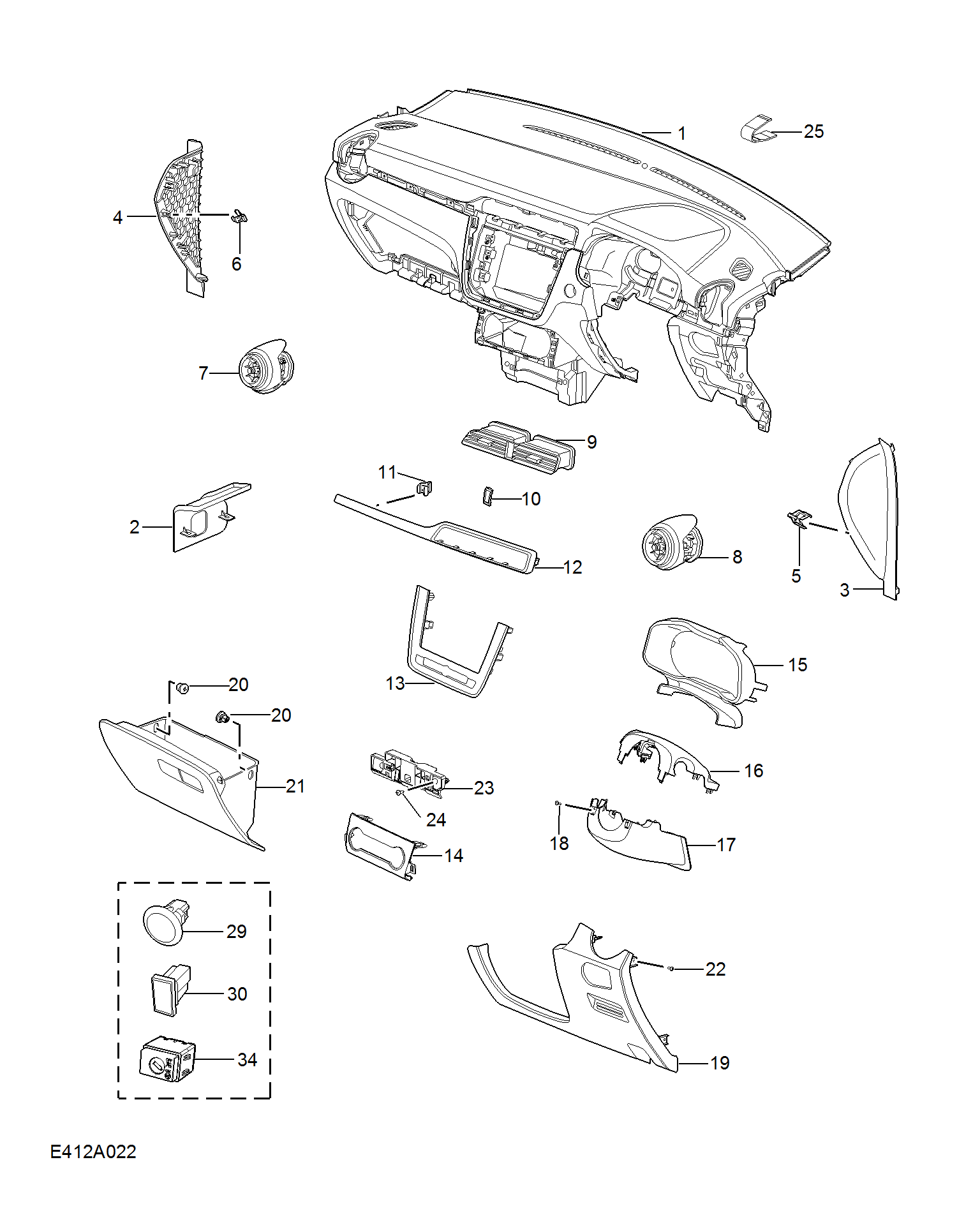E412A022:FASCIA TRIM(RHD)
