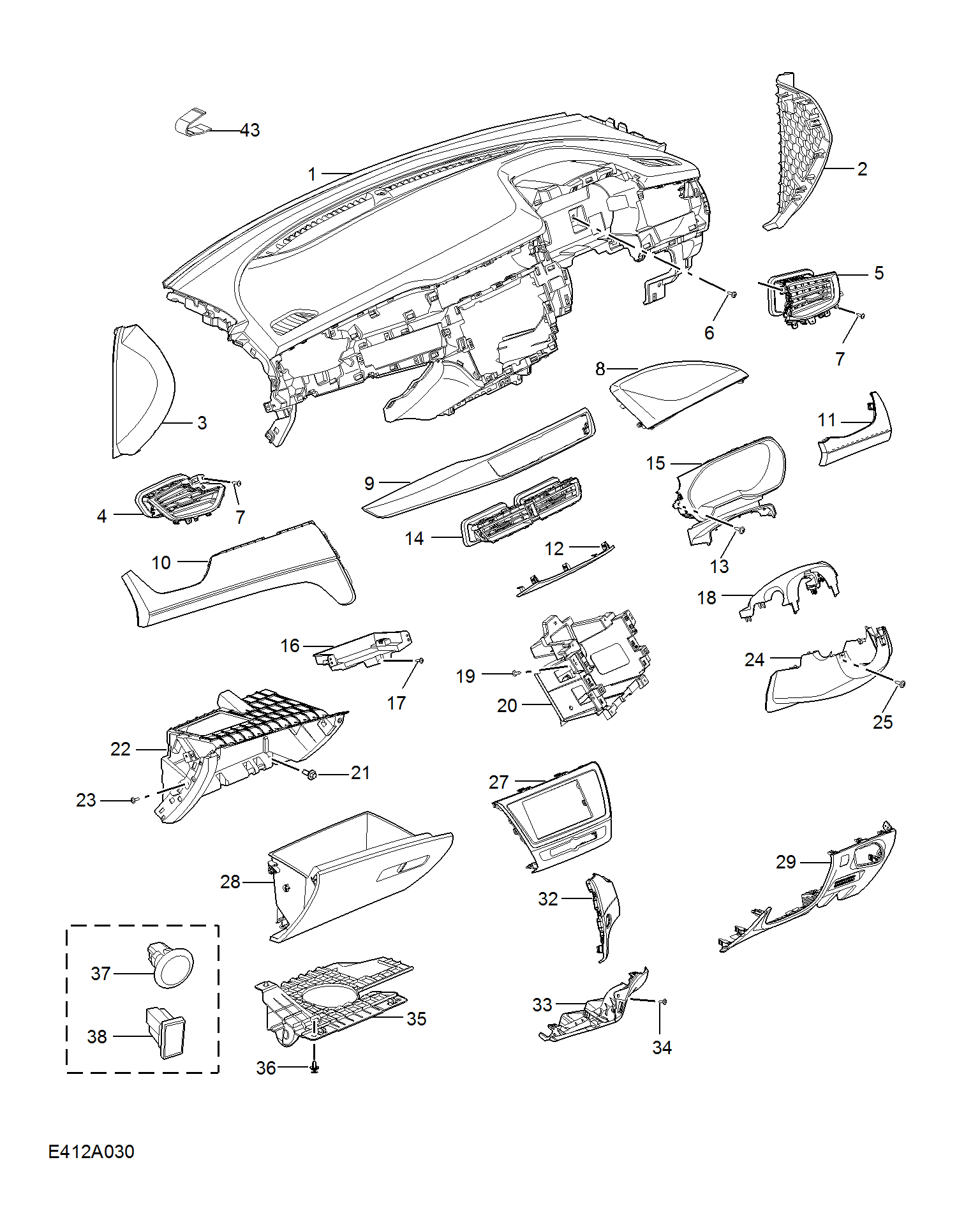 E412A030:FASCIA TRIM(RHD)