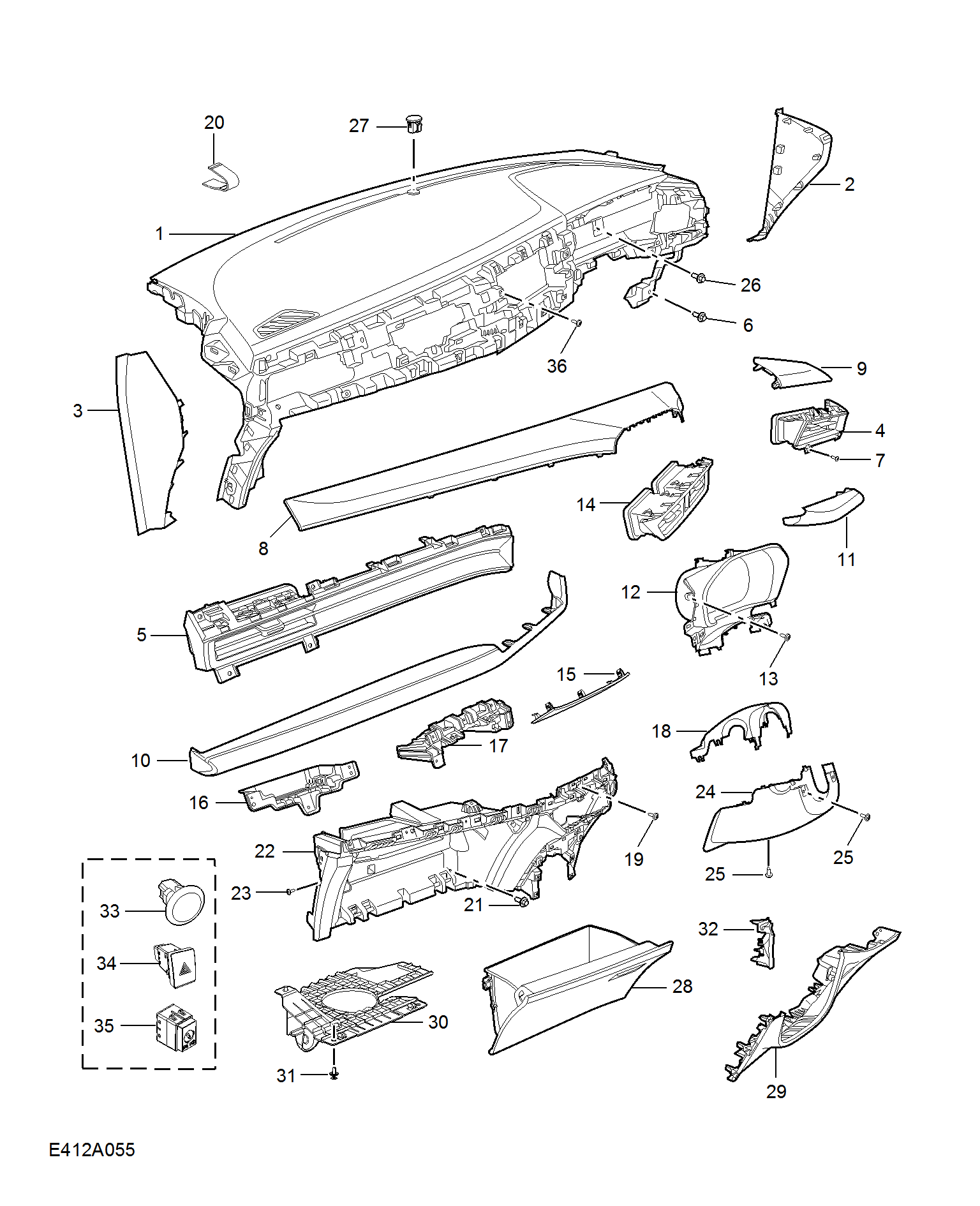 E412A055:FASCIA TRIM(RHD)