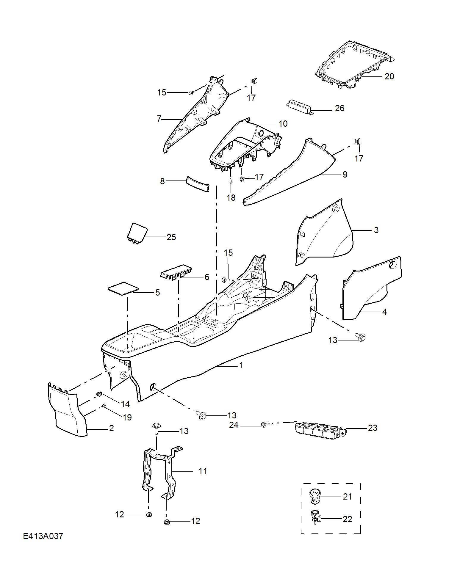 E413A037:CONSOLE TRIM