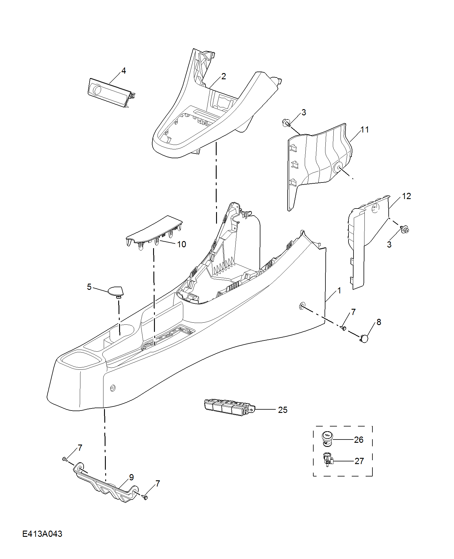 E413A043:CONSOLE TRIM(RHD)