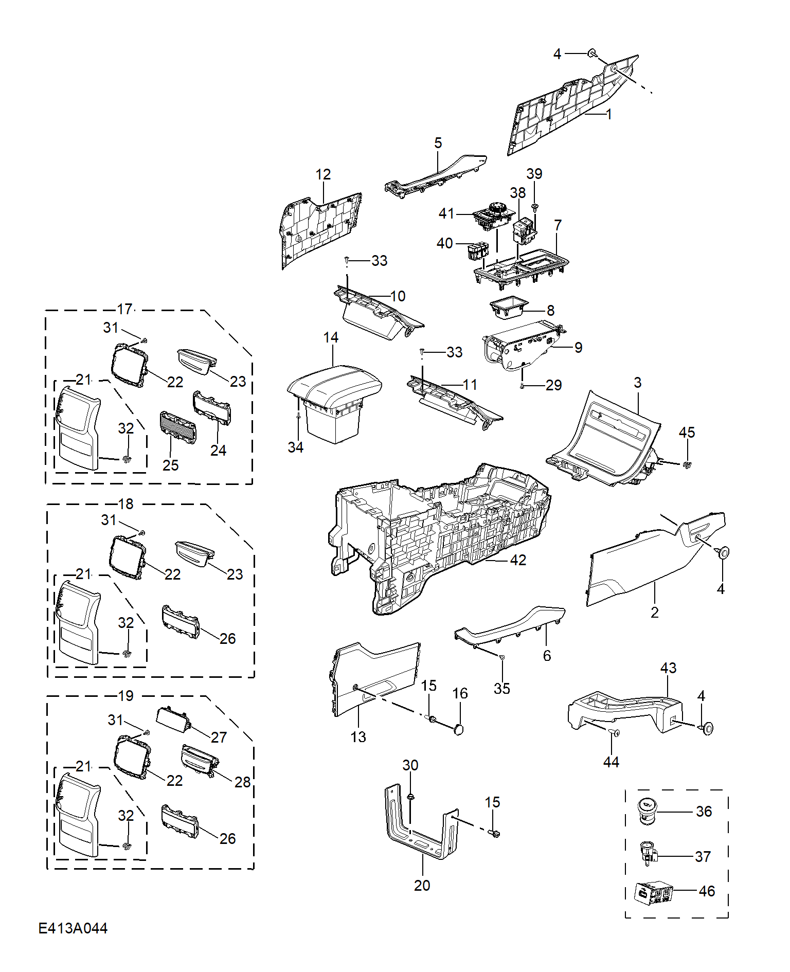 E413A044:CONSOLE TRIM