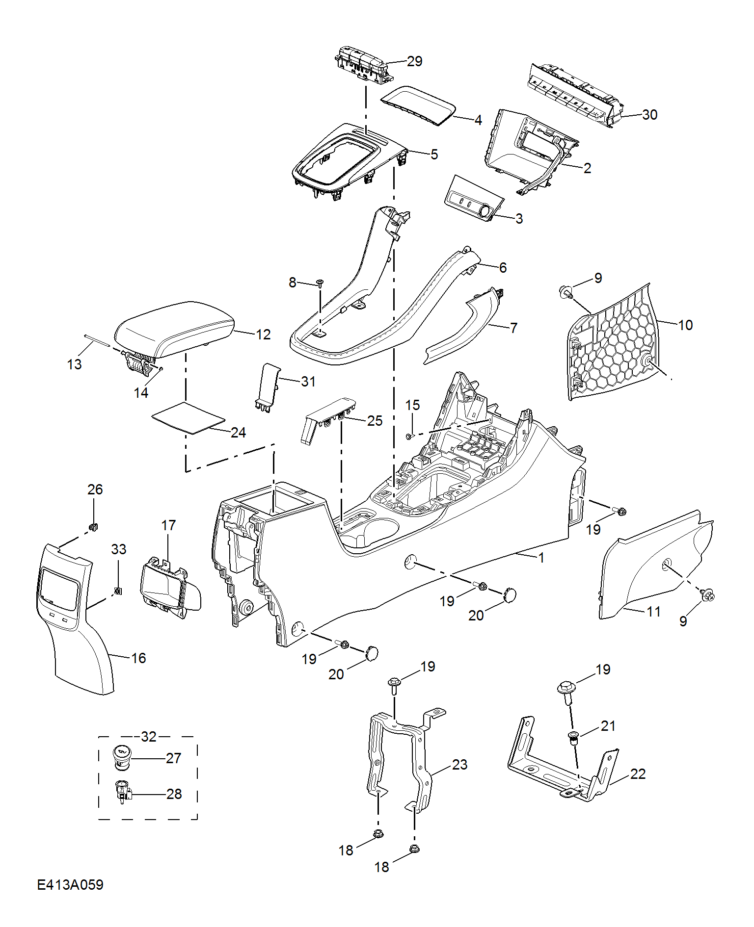 E413A059:CONSOLE TRIM(IPB)