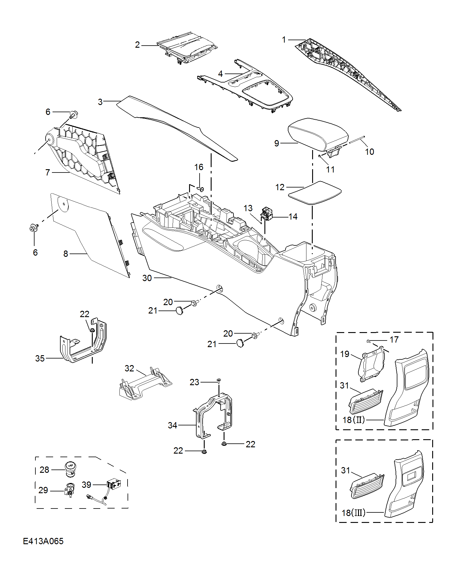 E413A065:CONSOLE TRIM(RHD)